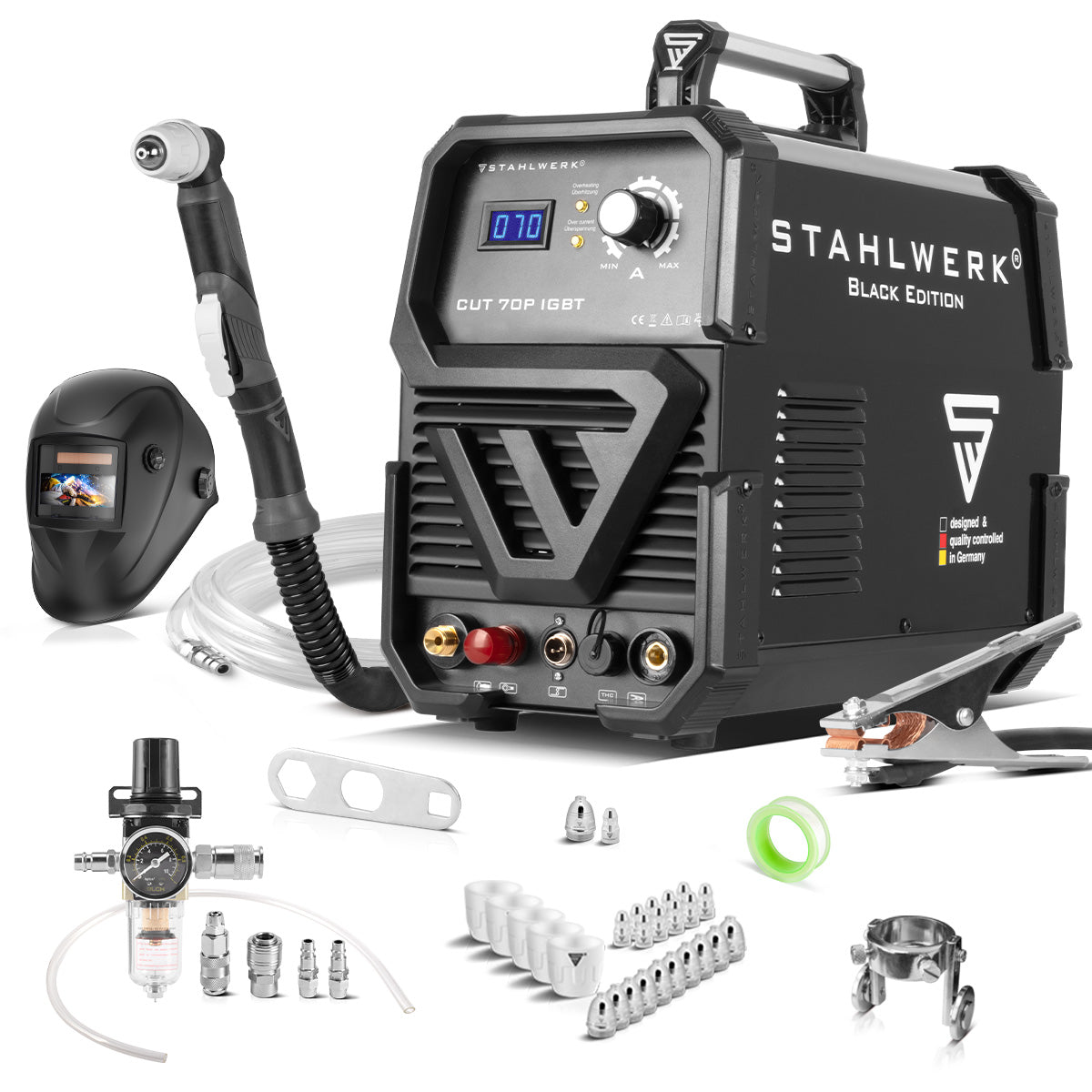 STAHLWERK CUT 70 P IGBT Vollausstattung Plasmaschneider mit 70 Ampere Pilot-Zündung bis 25 mm Schneidleistung für Flugrost geeignet