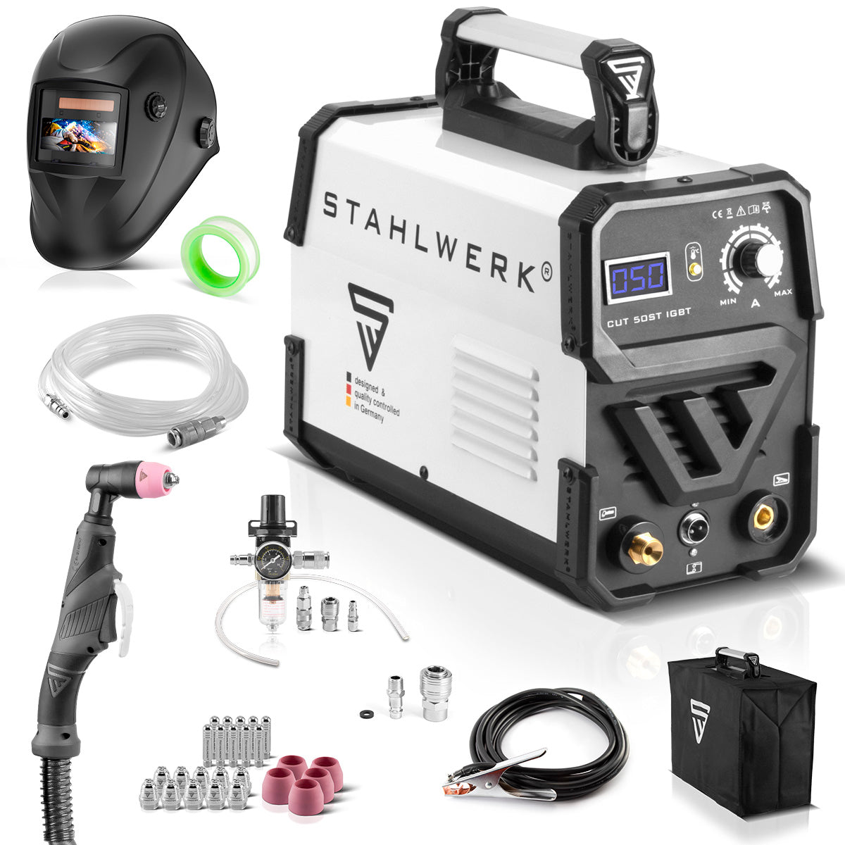 Cortador de plasma Steelworks Corte 50 ST IGBT - Dispositivo completo de equipos / plasma con inflamación de contacto de 50 A y HF