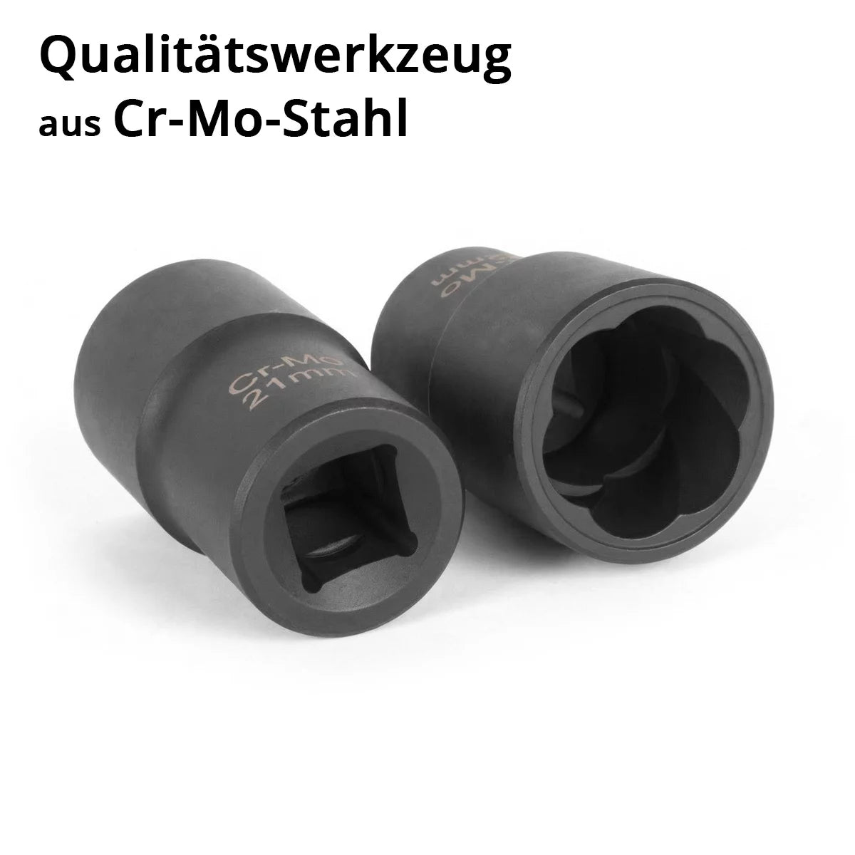 STAHLWERK Radnaben-Demontage- und Reinigungs-Set | 16-teilig | 4 Ausdrehnüsse | 5 Schonnüsse | 1/2" Antrieb | 17–22 mm | 2 Topfbürsten 65/75 mm mit Adapter M14 x 2 | Verlängerung | 12 mm Durchschlag