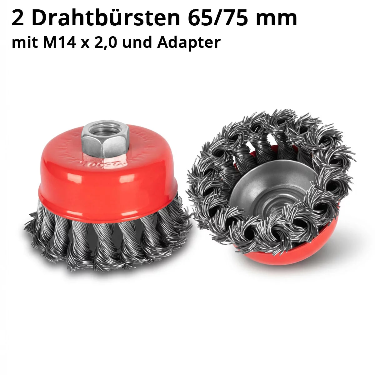 STAHLWERK Radnaben-Demontage- und Reinigungs-Set | 16-teilig | 4 Ausdrehnüsse | 5 Schonnüsse | 1/2" Antrieb | 17–22 mm | 2 Topfbürsten 65/75 mm mit Adapter M14 x 2 | Verlängerung | 12 mm Durchschlag