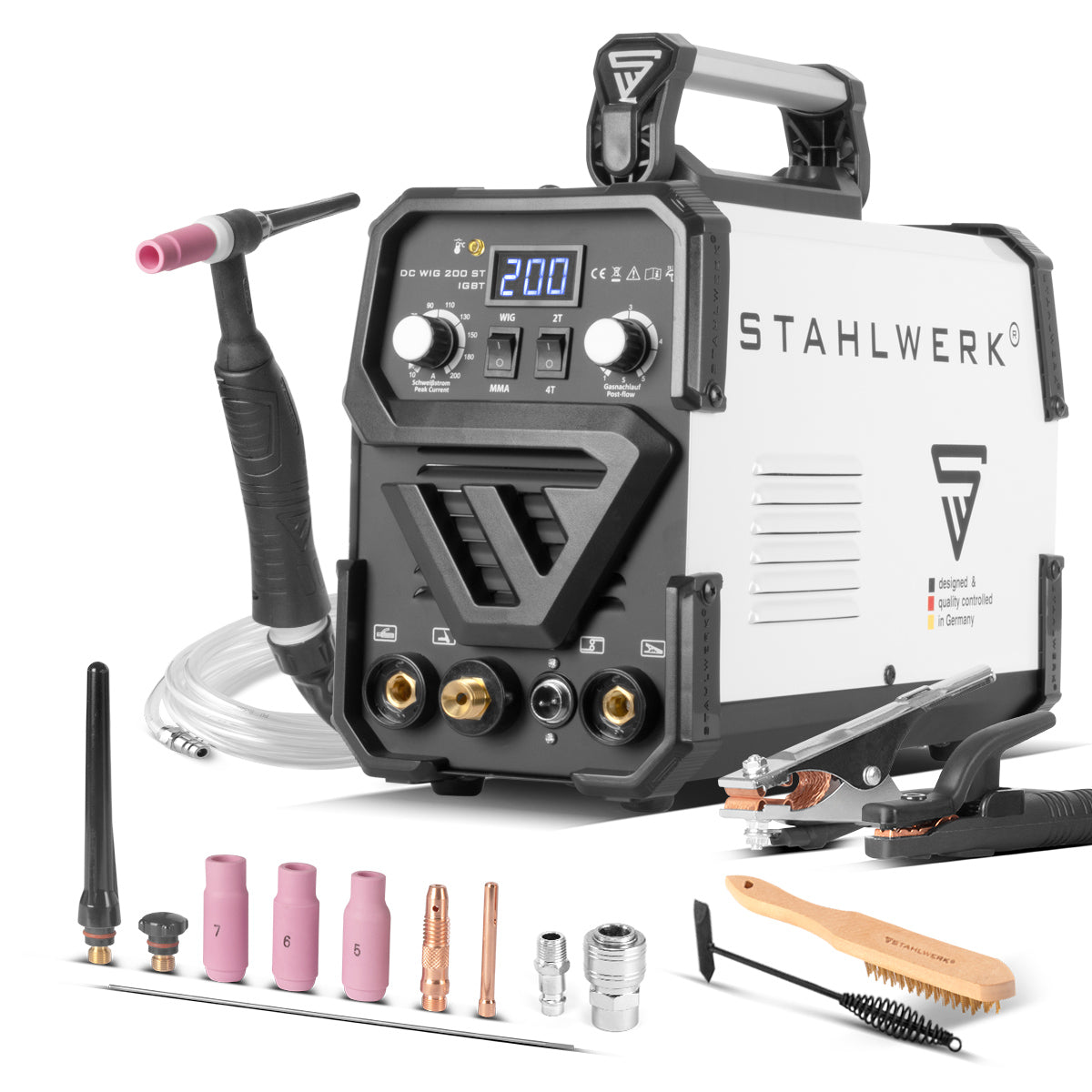 STAHLWERK DC WIG 200 ST IGBT - Kombi WIG Schweißgerät mit 200 Ampere und MMA E-Hand, Schweißen von Stahl, Edelstahl uvm. (kein ALU-Schweißen)