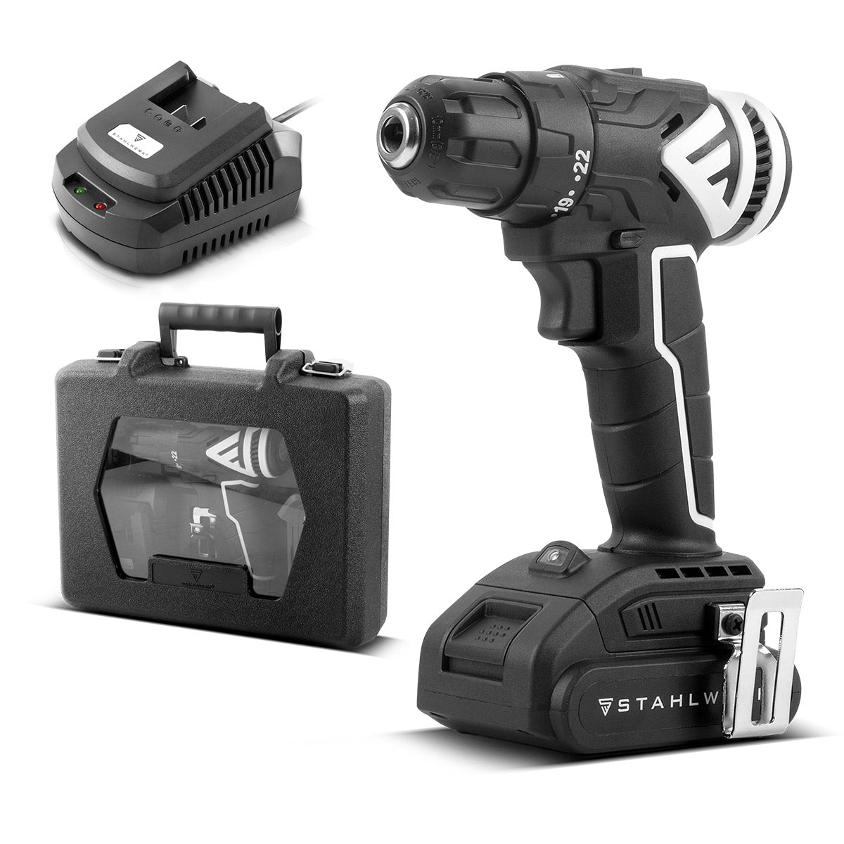 Stahlwerk cordless screwdriver ABS-18 ST with 18 volts and brushless technology, battery drilling screwdriver | BCU Bohrer | Drill | Battery tool set including the battery, charging device and transport case