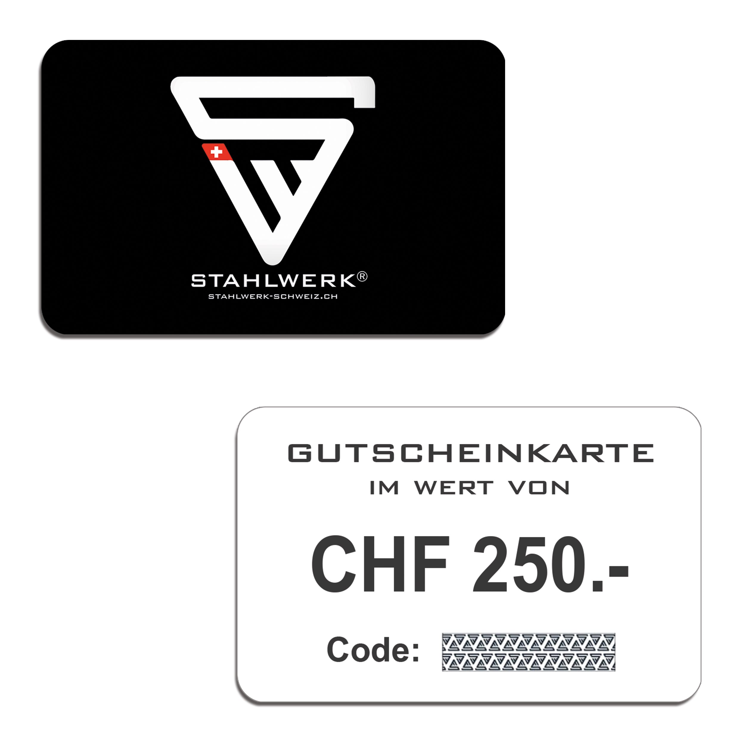 STAHLWERK Gutschein 25 CHF / 50 CHF / 100 CHF / 150 CHF / 250 CHF