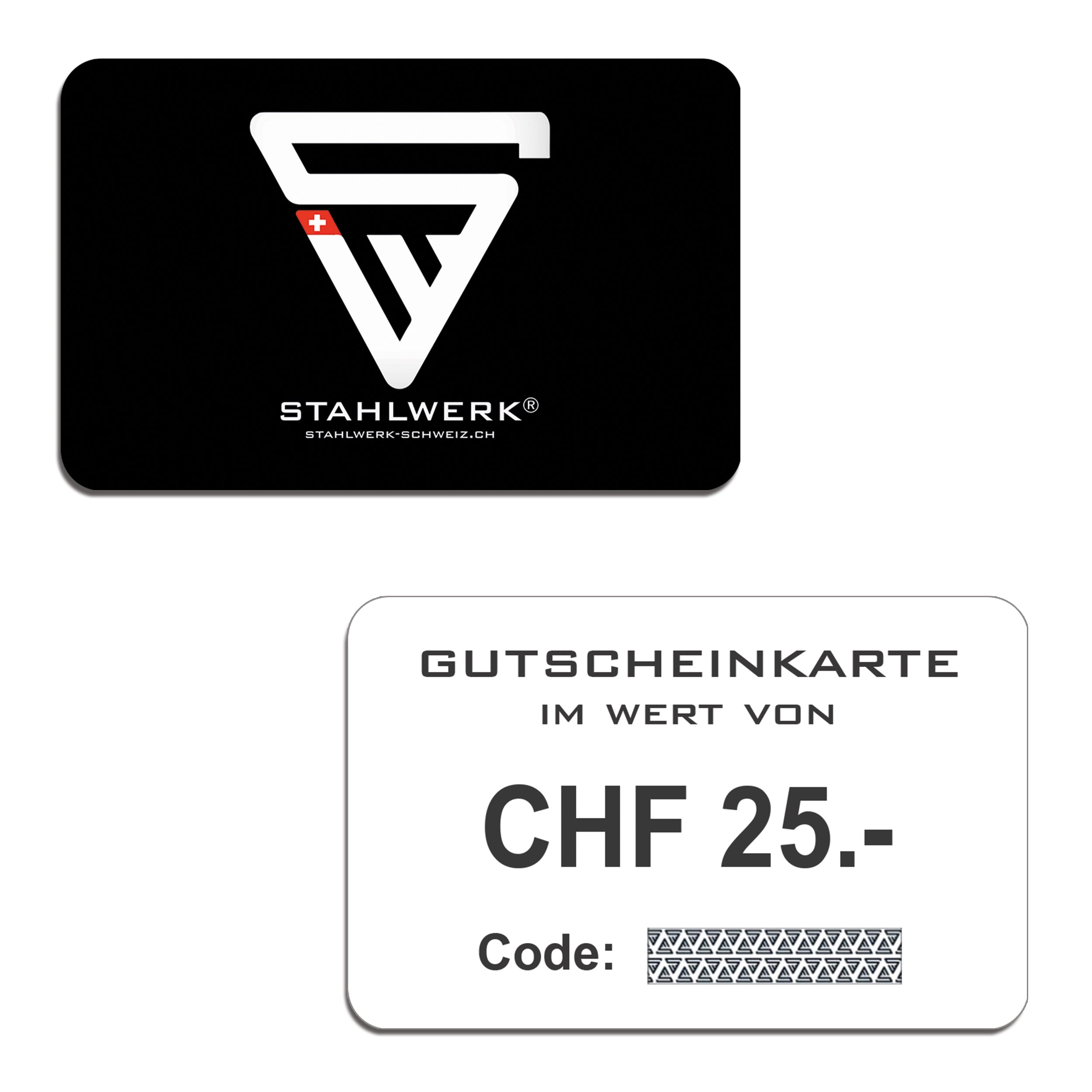 STAHLWERK Gutschein 25 CHF / 50 CHF / 100 CHF / 150 CHF / 250 CHF