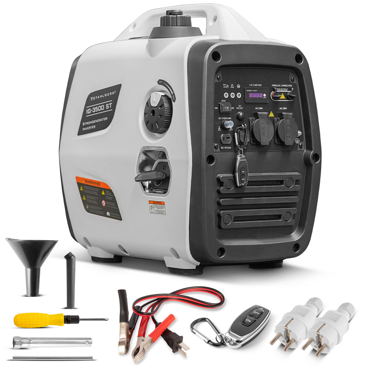 STAHLWERK IG-3500 ST Benzin Generator 3,5 kW | 4,76 PS Inverter Stromgenerator | Multi-Versorgungs Generator | Notstromaggregat, 4-Takt, 5-Verbraucher-Anschlüsse, verbrauchseffizient und wartungsarm