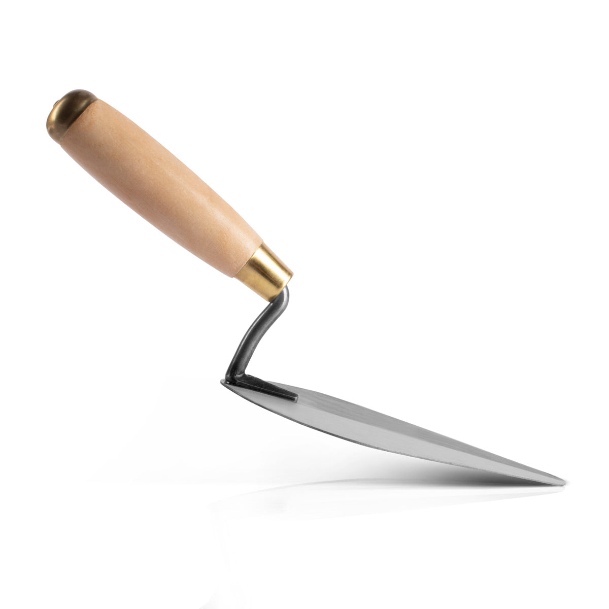 STAHLWERK Spitzkelle 150 mm, hochwertige Carbon-Stahl Maurerkelle / Putzkelle / Dreieckskelle mit ergonomischem Griff aus Naturholz