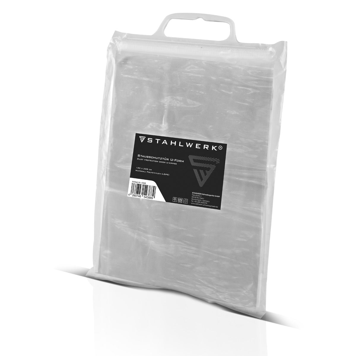 STAHLWERK Staubschutztür U-Form Staubtür / Schmutzschleuse / Staubvorhang mit integriertem Reißverschluss