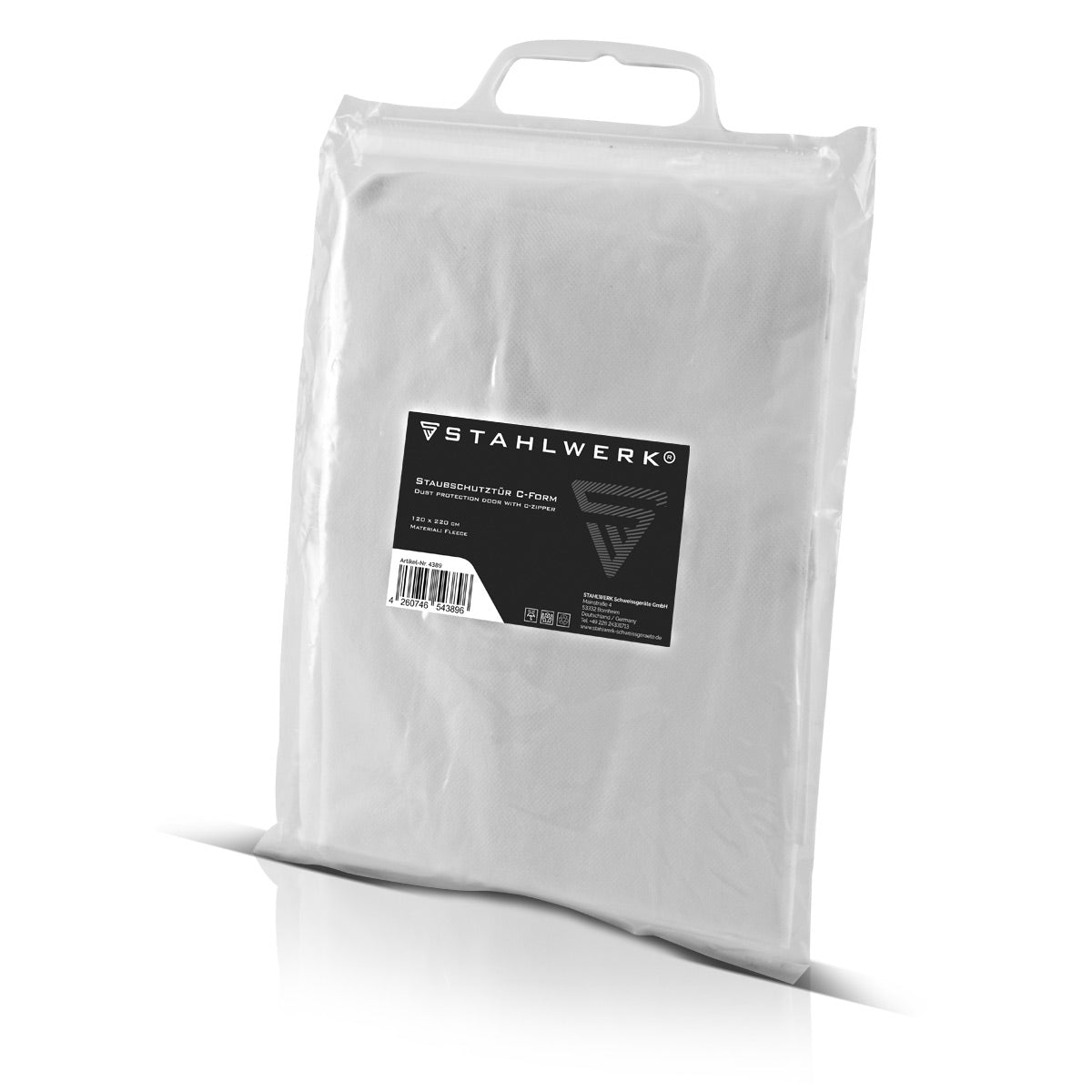 STAHLWERK Staubschutztür C-Form / Staubtür / Schmutzschleuse / Staubvorhang mit integriertem Reißverschluss