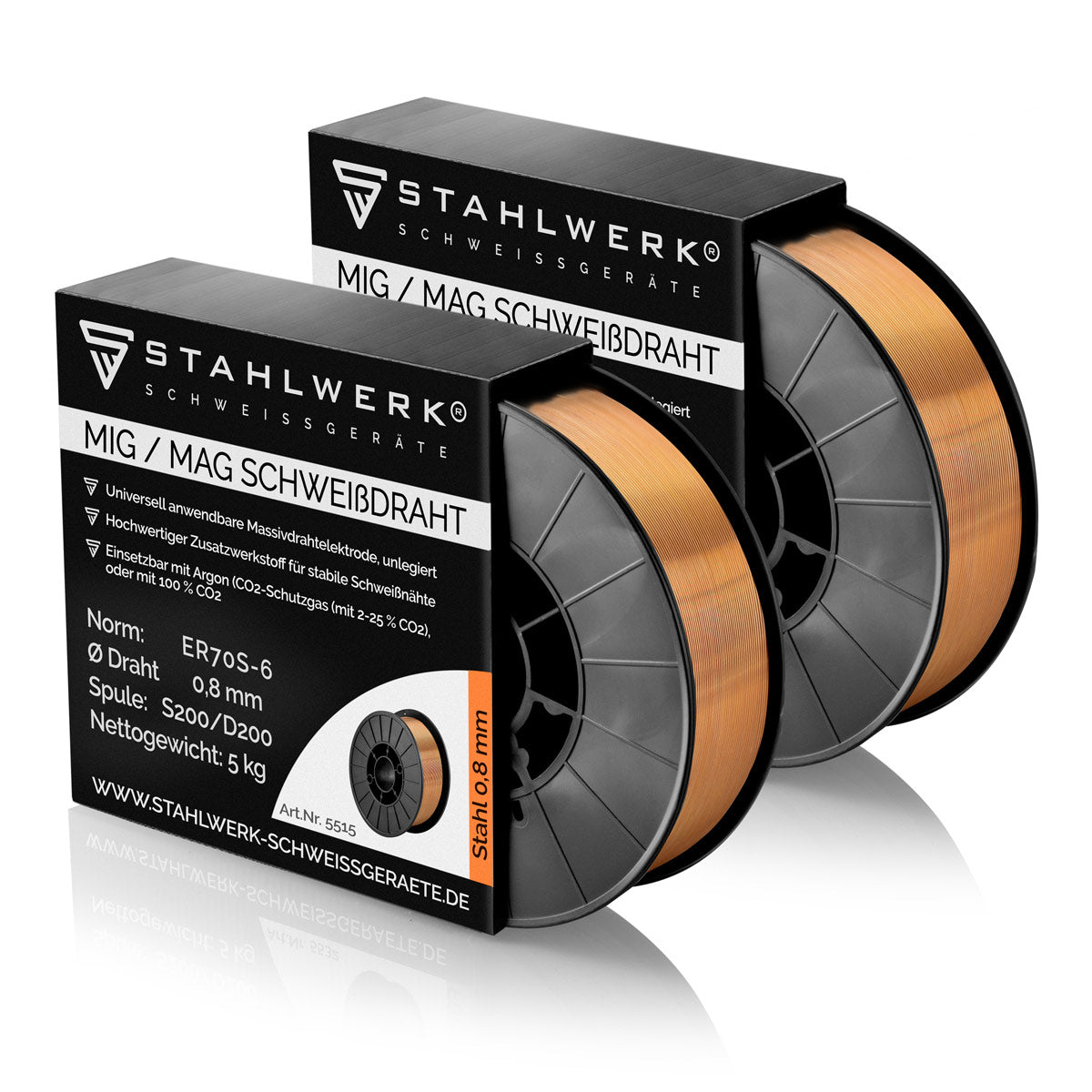 Çelik Fabrikası 2 X MIG MAG Kaynak Teli ER70S-6 SG2 Ø 0.8 mm S200/D200 Tel Rulo 5 Kg