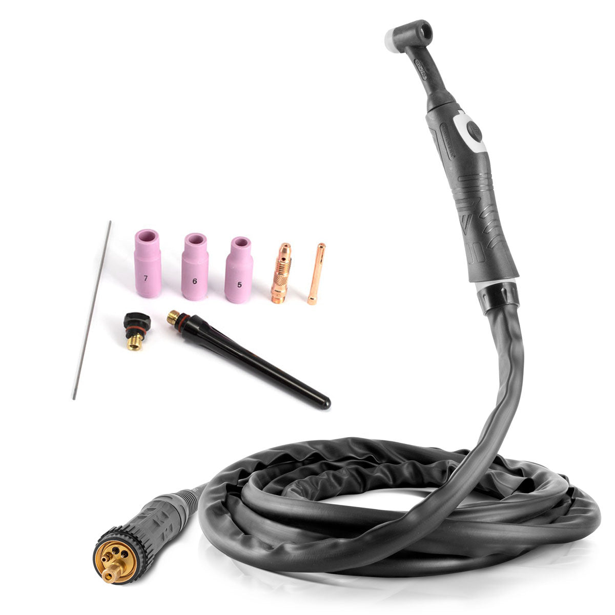 STAHLWERK WIG Schweißbrenner WP26F bis 200 A mit 3 m Schutzgas-Schlauchpaket, Eurozentralanschluss und Flex-Kopf für MIG MAG Schweißgeräte