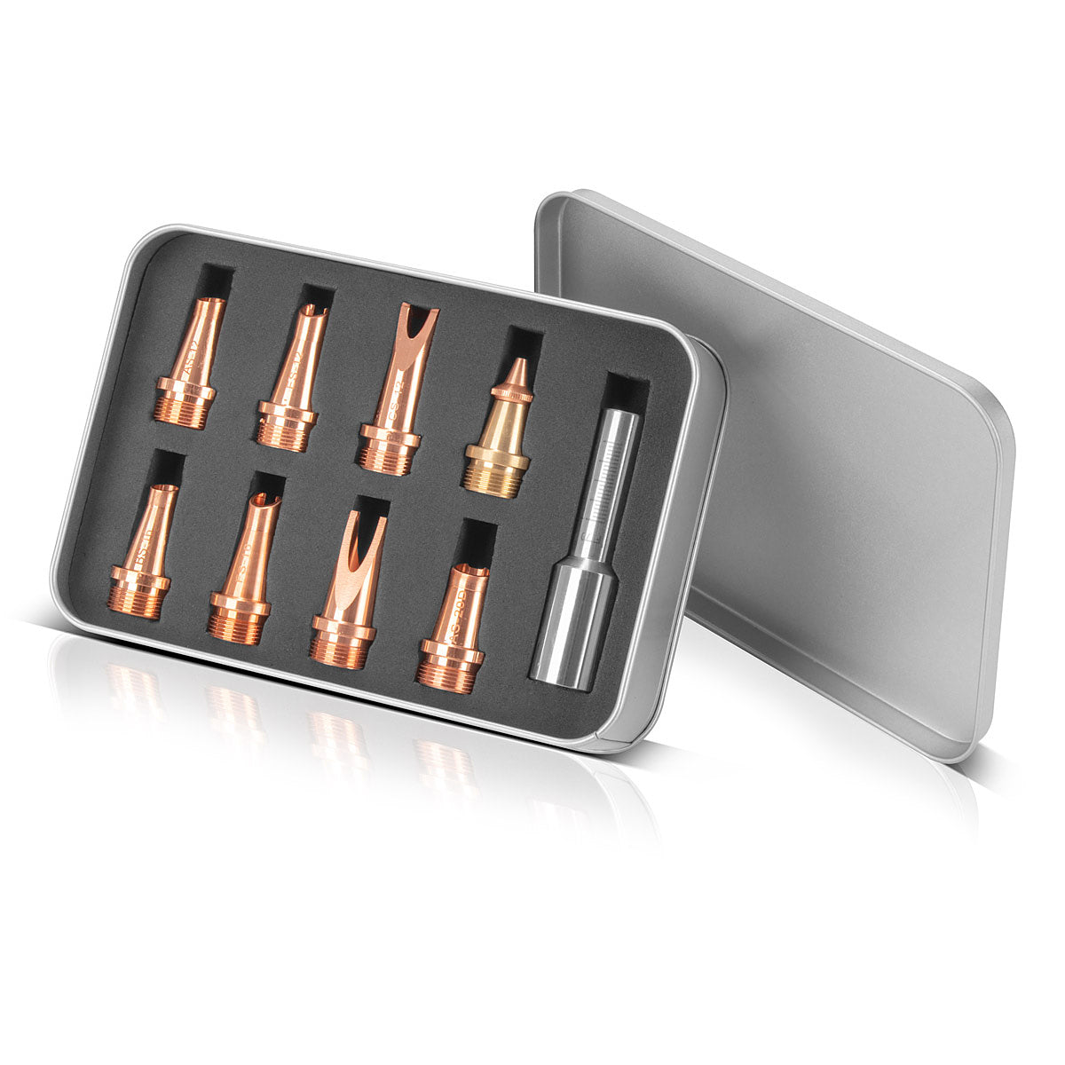 Stahlwerk Laser-Nozzles 9 Définir les accessoires professionnels pour les brûleurs de soudage laser | Dispositifs de soudage au laser avec 7 buses de soudure, 1 buse de coupe et 1 porte-buse, y compris une boîte de protection