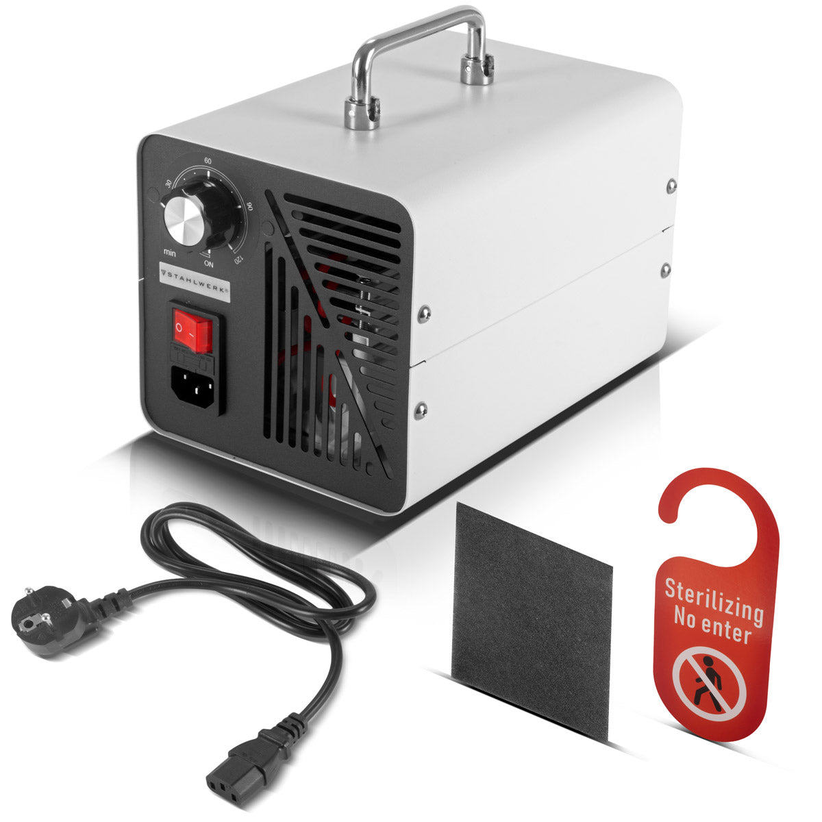 Stahlwerk Ozone generator OG-40 ST with 40 g/h, up to 200 sqm, continuous operation and timer function, ozonizer | Ozone device | Ozone air cleaner for neutralizing smells in car, household and building renovation