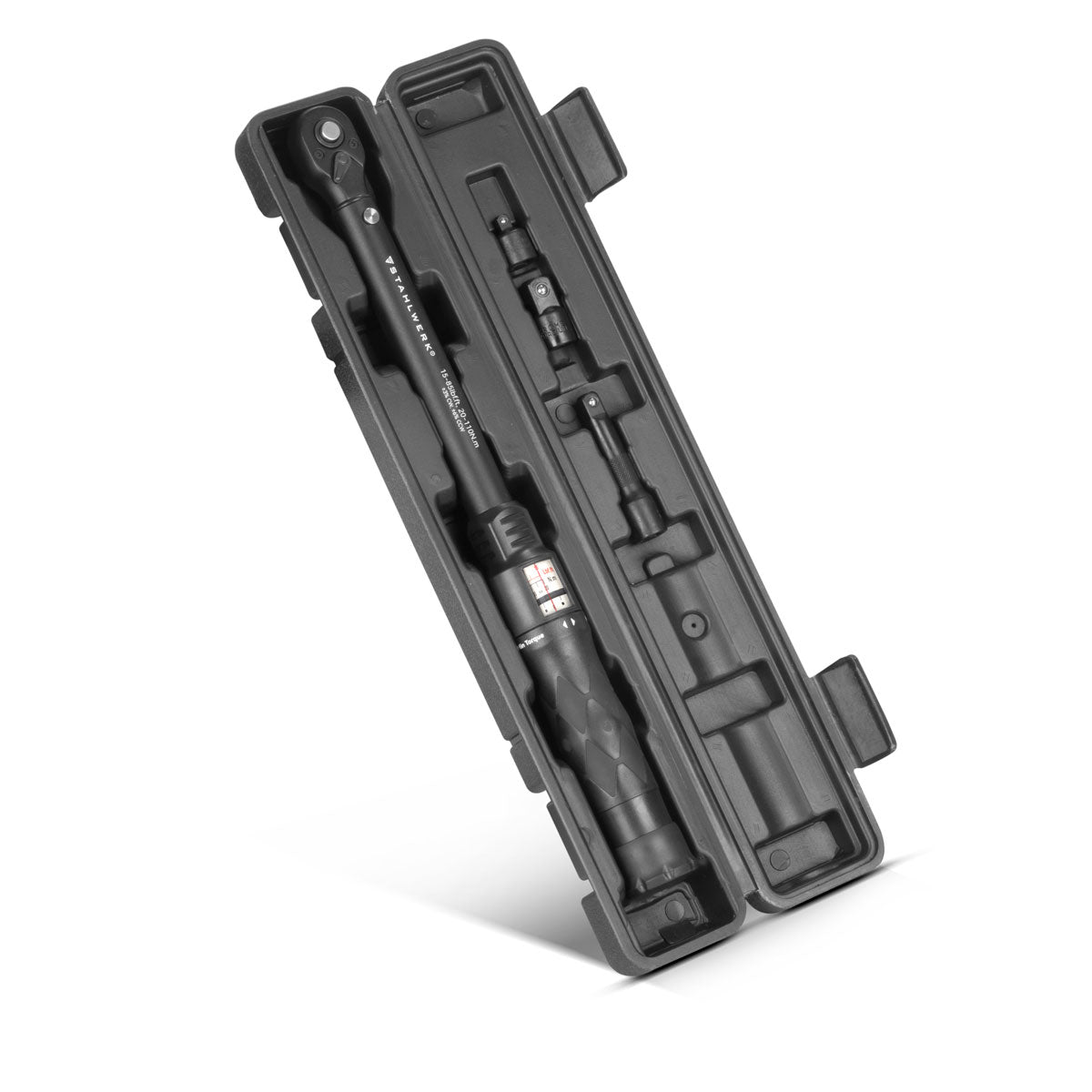 Clé de virage en acier TWS-1110 ST 20-110 NM 3/8 “SCHALTWNRARRE | CLÉS RACHET | Ratchet | Ratchet | Ratchet avec échelle micrométrique comprenant une tige d'extension, 1/2” et 1/4 ”