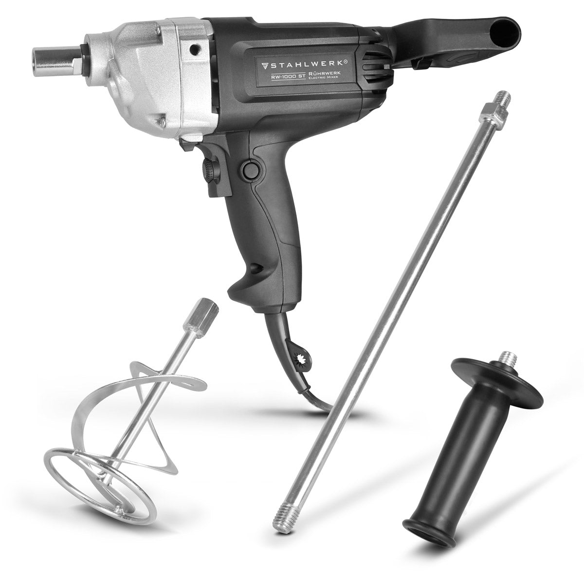 STAHLWERK agitator RW-1000 ST | 1,000 W and 550 rpm | Speed control and right-left rotation | Electric mortar stirrer | Concrete mixer | Paint stirrer | Color mixer | Hand mixer | Hand mixer