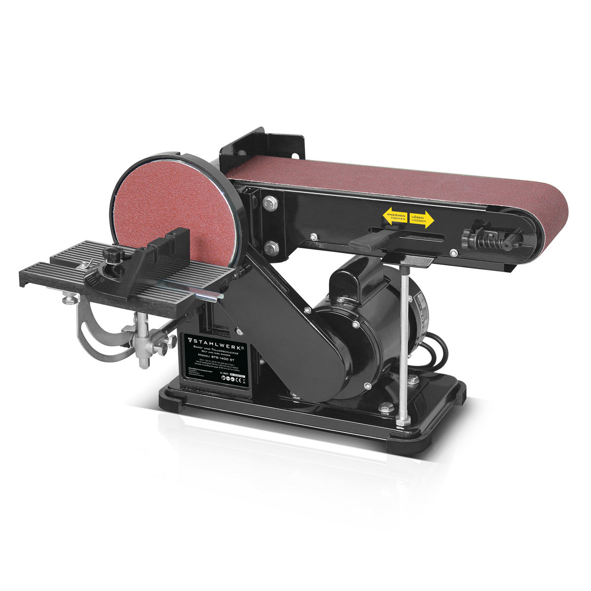 Steelworks Band and plate grinder BTS-1400 ST with 375 W for 915 mm grinding ribbons and 150 mm sanding pads | Grinding machine | Grinding device | Band grinding device for grinding and polishing