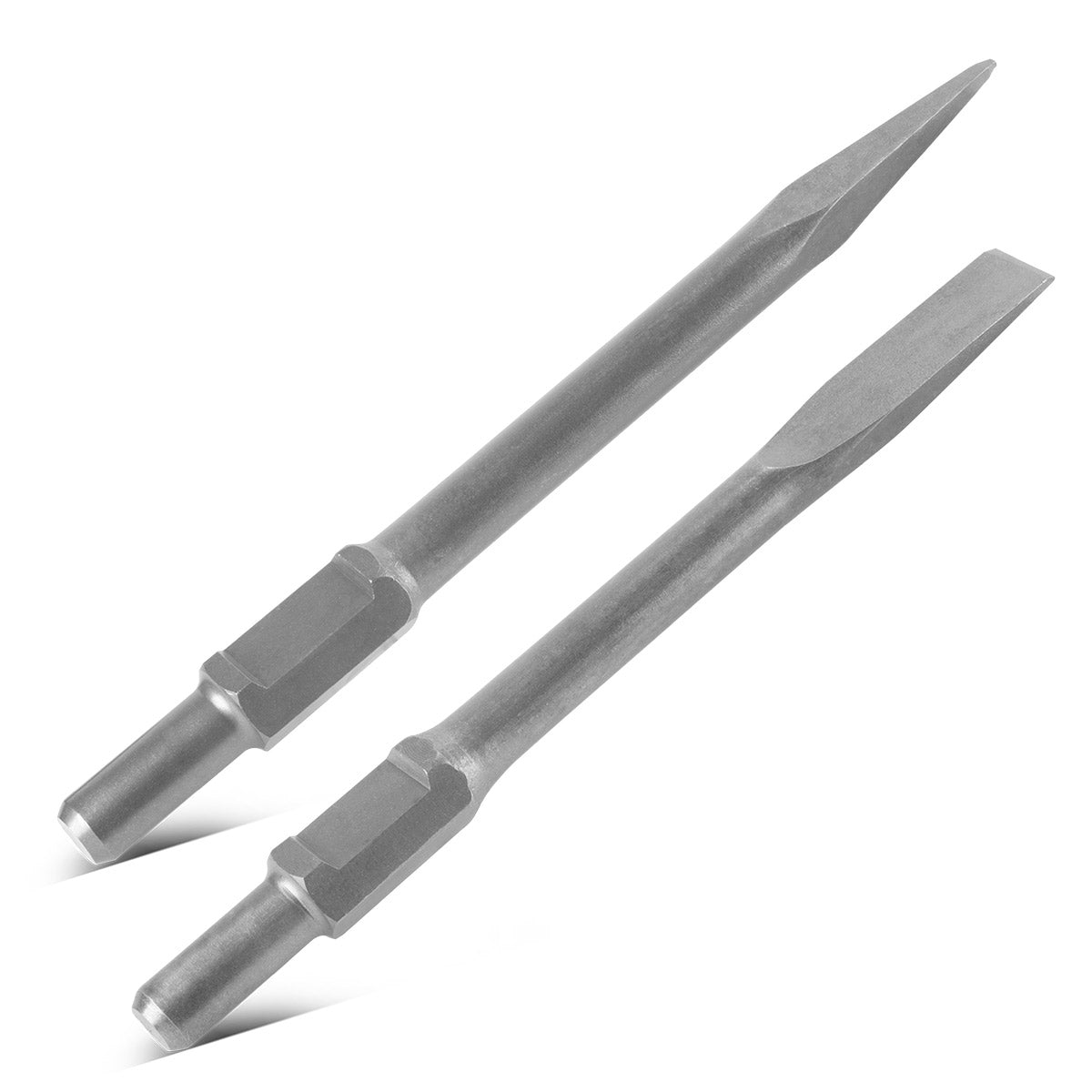 STAHLWERK Meißel 2er Set mit Flachmeißel und Spitzmeißel 30 x 380 mm Sechskant-Aufnahme für Abbruchhammer | Stemmhammer | Meißelhammer | Schlaghammer | Bohrhammer | Abrisshammer