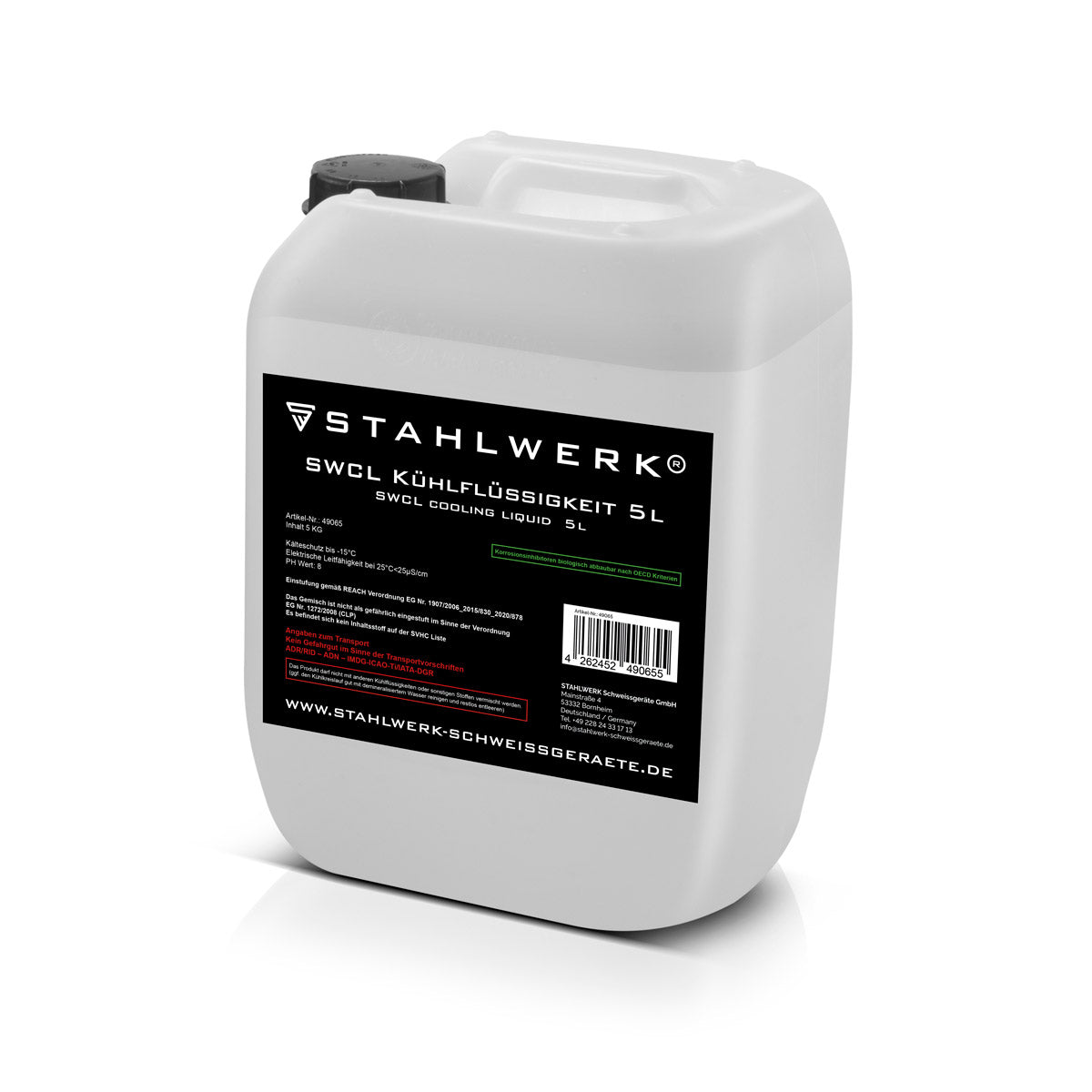STAHLWERK SWCL Kühlflüssigkeit 5 l Kanister 25 µS/cm bis -15°C Kühlmittel | Wasserkühlung | Kühlwasser für Wasserkühler und wassergekühlte Schlauchpakete von Schweißgeräten und Plasmaschneidern