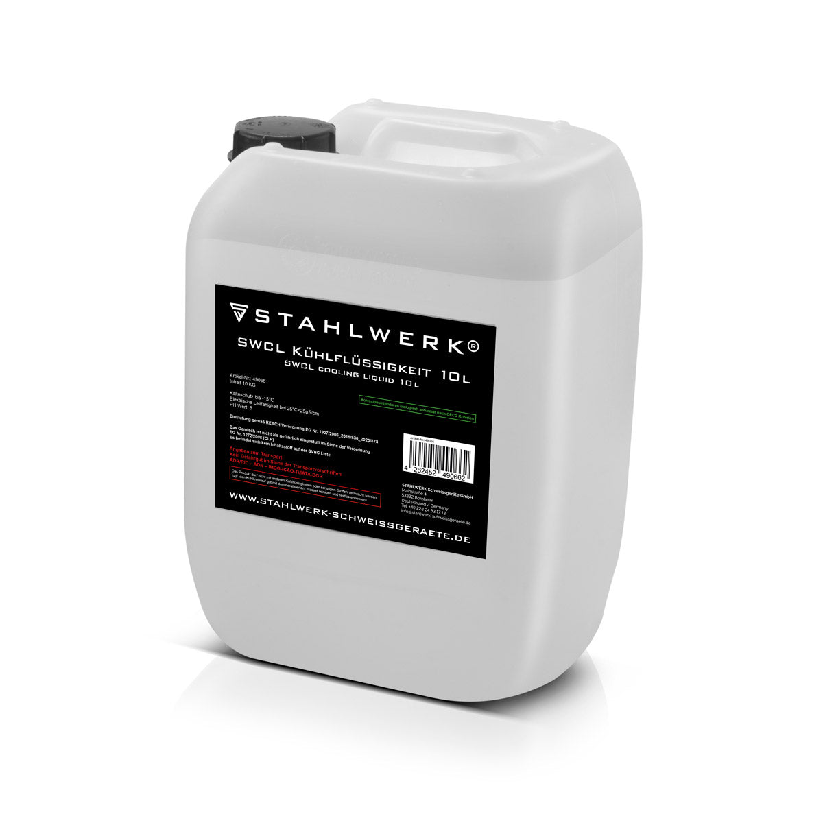 STAHLWERK SWCL Kühlflüssigkeit 10 l Kanister 25 µS/cm bis -15°C Kühlmittel | Wasserkühlung | Kühlwasser für Wasserkühler und wassergekühlte Schlauchpakete von Schweißgeräten und Plasmaschneidern