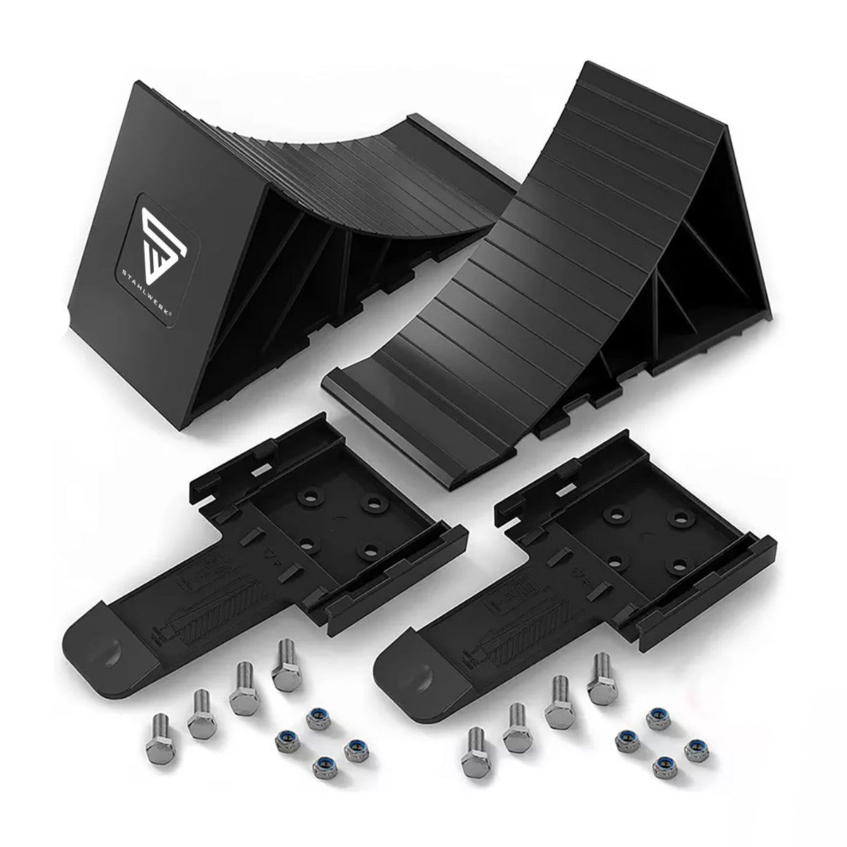 Steel mill with bracket GT-01 ST 2 SET up to 1.5 t axle load brake wedge | Hind -up | Rad wedge | Cycling pad for car trailers, motorhome, caravan or caravan