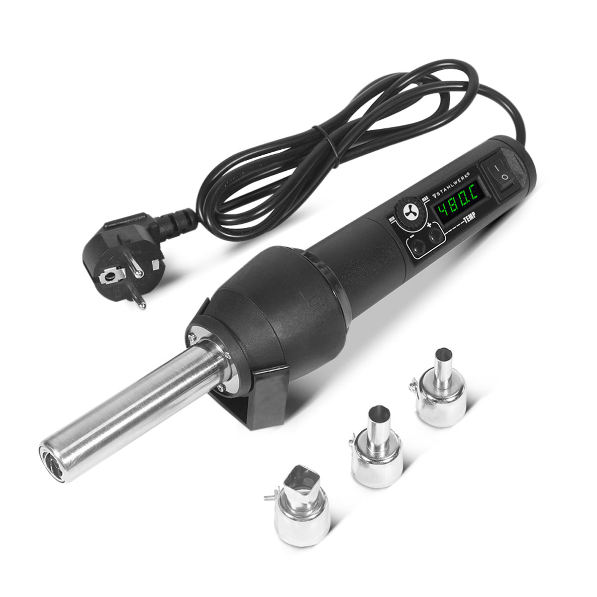 STAHLWERK Lötstation Heißluftgebläse HLG-480 ST mit 700 W und 100 - 480°C Lötgerät | Lötkolben | Lötpistole | Heißluftpistole für Heißluft-, Löt-, Rework- und Entlötarbeiten