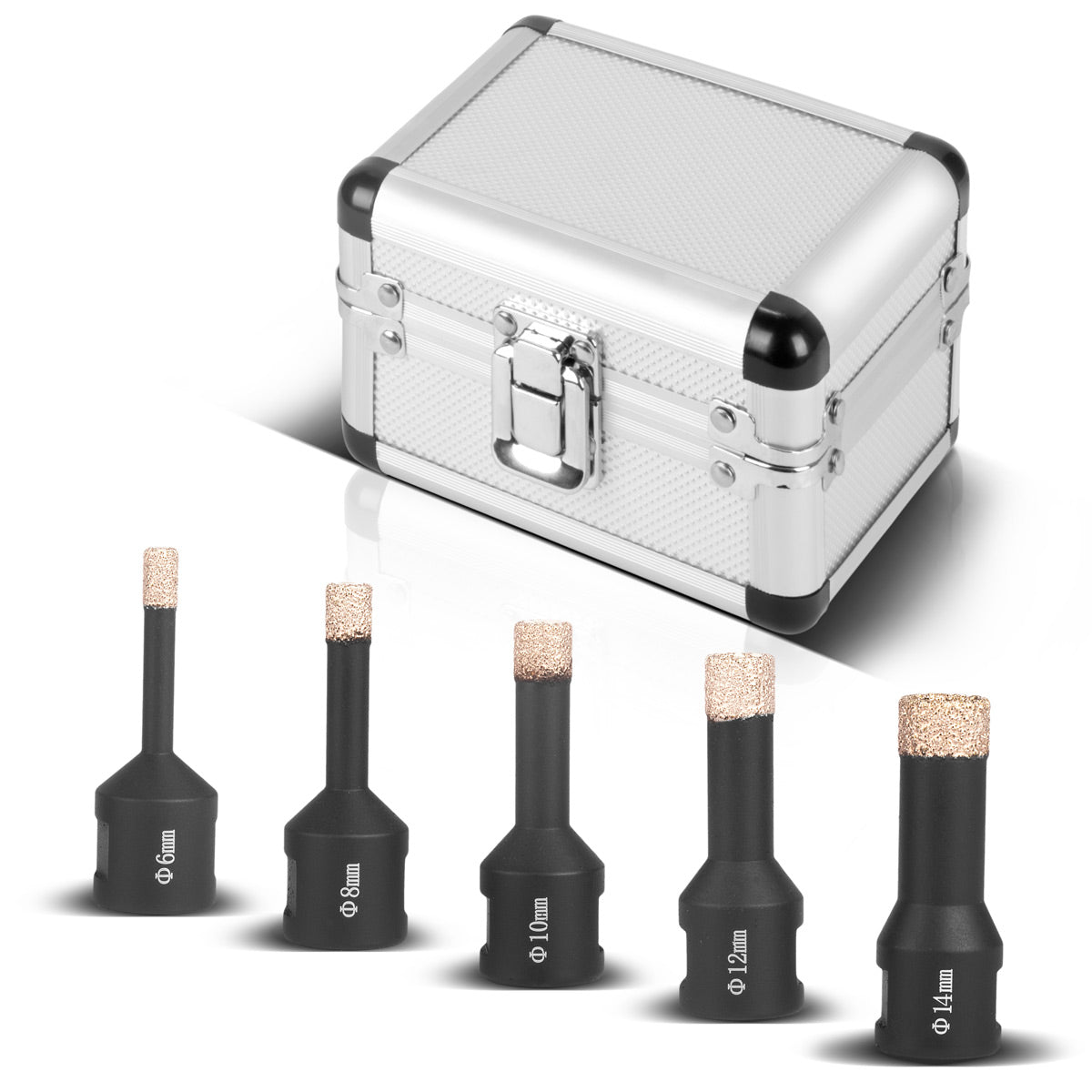 STAHLWERK Diamant-Bohrkronen 5er Set 6-14 mm M14 Diamant-Bohrer | Fliesen-Bohrkrone | Fliesen-Bohrer für Winkelschleifer