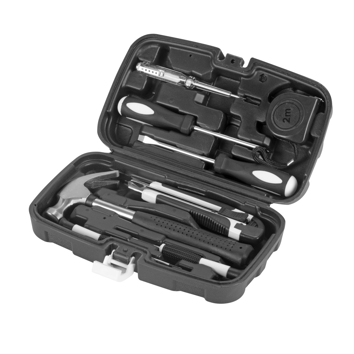 STAHLWERK Heimwerker Set HTS-9 ST Werkzeugkoffer | Tool Box | Werkzeugkasten mit 8-teiligem Werkzeug Set aus Schraubendrehern, Maßband, Hammer, Elektrosonde und Universalmesser