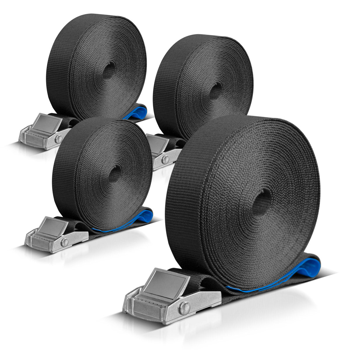 STAHLWERK Spanngurt 4er Set 6 m x 25 mm LC 250 daN Befestigungsriemen | Zurrgurt mit Klemmschloss TÜV/GS geprüft