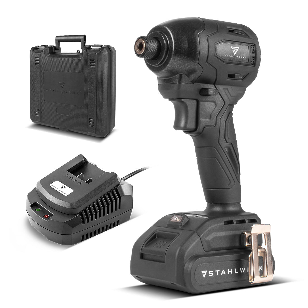 STAHLWERK Akku-Schlagschrauber ADS-190 ST | 20 Volt-System | Akkuschrauber mit Brushless-Technologie | Drehschlagschrauber 190 Nm | Inklusive Akku und Ladegerät | 1/4" Hex-Bithalter