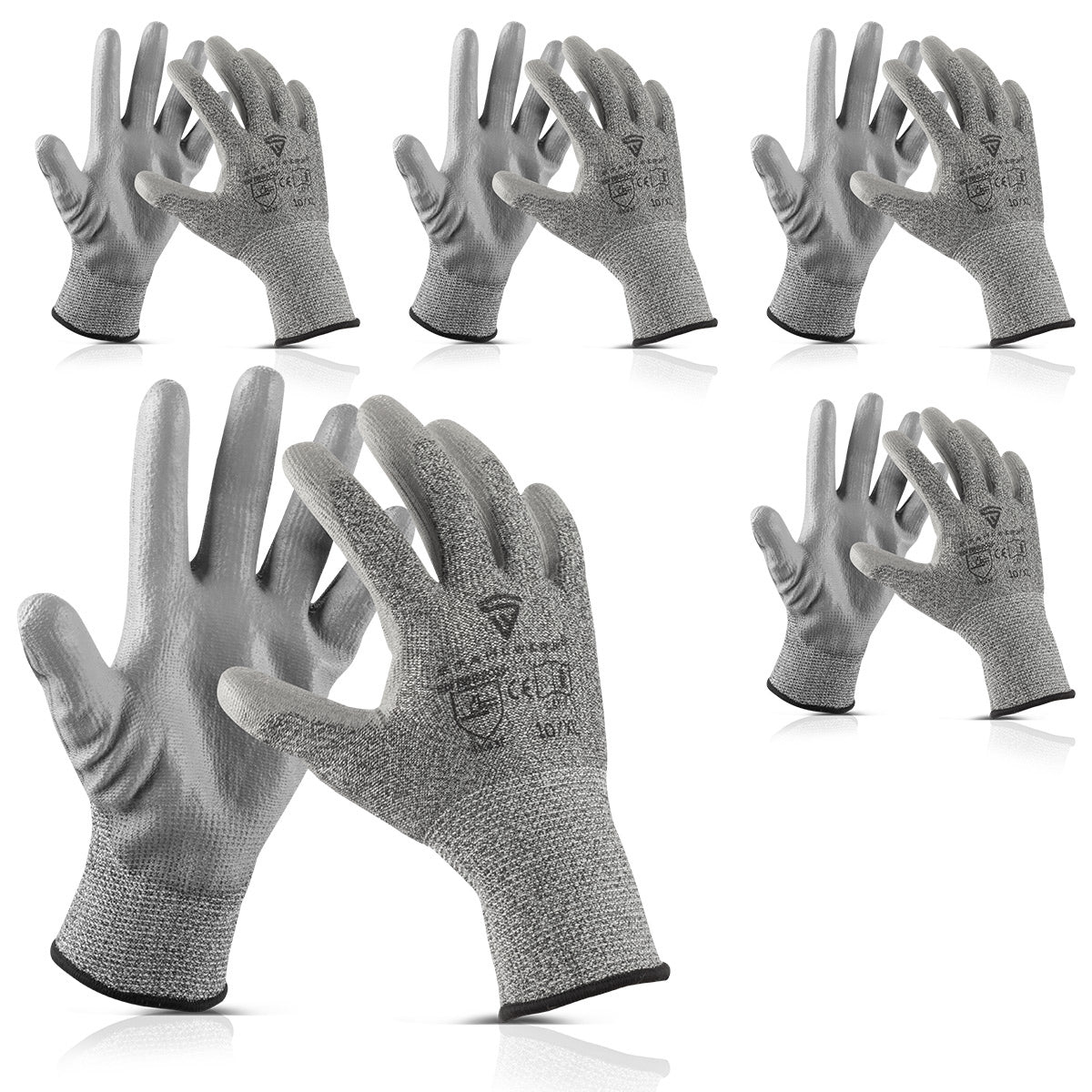 STAHLWERK Schnittschutzhandschuhe 5er Set XL Schutzklasse F EN388:2016 Arbeitshandschuhe | Montagehandschuhe | Gartenhandschuhe | Mechanikerhandschuhe | Schutzhandschuhe | Sicherheitshandschuhe