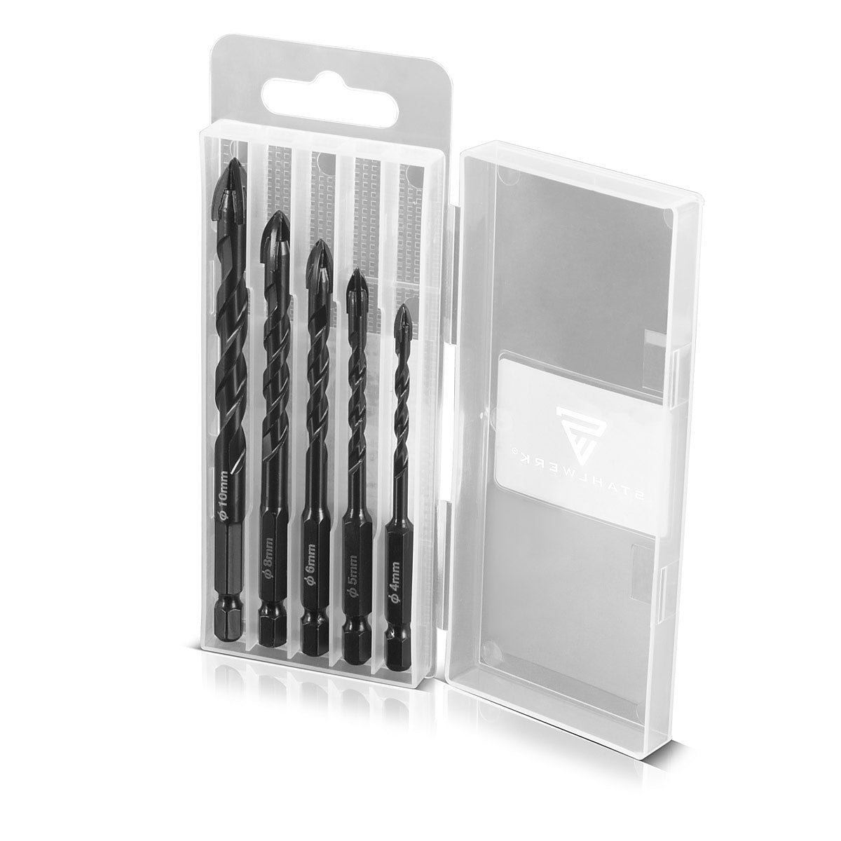 Foret en verre en acier | Drillage de carreaux | Drillage en céramique 5 ensemble 4 | 5 | 6 | 8 | 10 mm avec enregistrement de la hanche de 1/4 de pouce pour trous en verre, carreaux, céramique, porcelaine, clinker, porcelaine en porcelaine, marbre