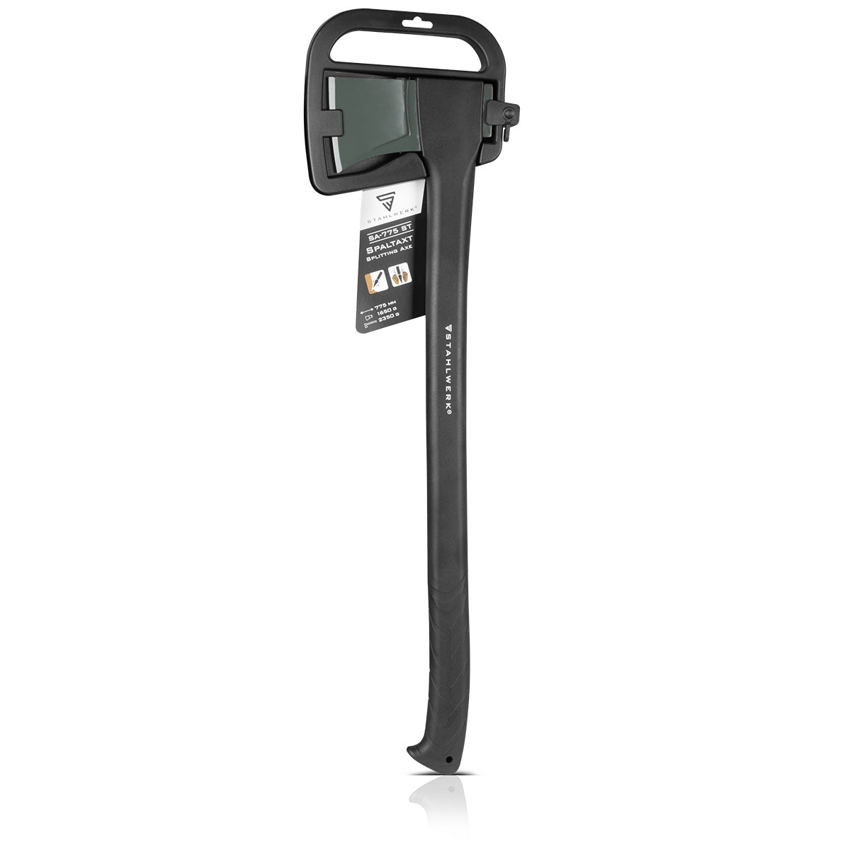 STAHLWERK Axt CA-775 ST 775 mm Beil | Spaltaxt | Spaltbeil | Universalaxt | Campingaxt | Campingbeil | Fiberglasbeil | Forstaxt aus geschmiedetem Carbon-Stahl mit stoßhemmendem Fiberglas-Griff