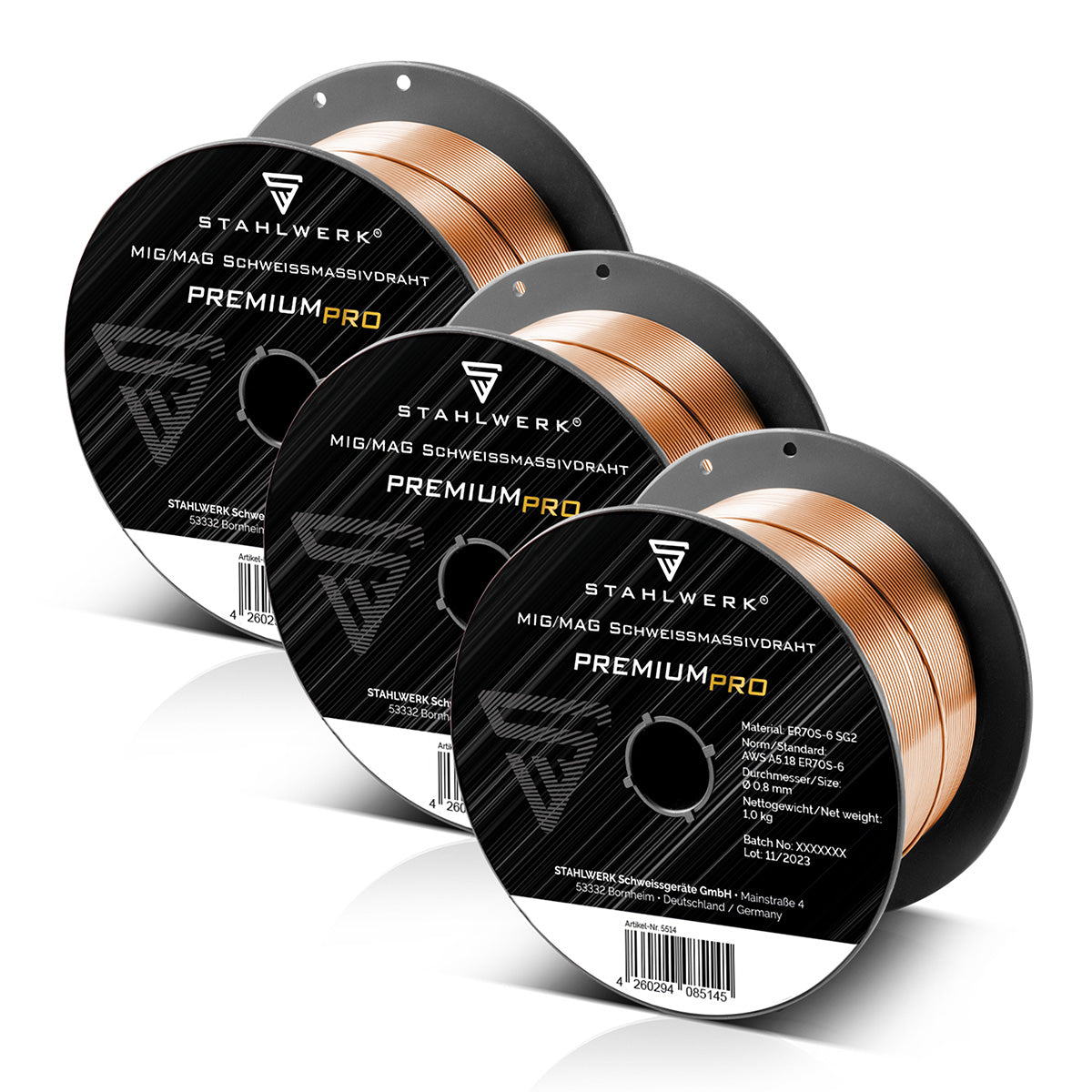 Steelworks 3 × MIG Mag Welding Filo ER70S-6 Ø 0,8 mm / 1 kg D100 rotolo di filo