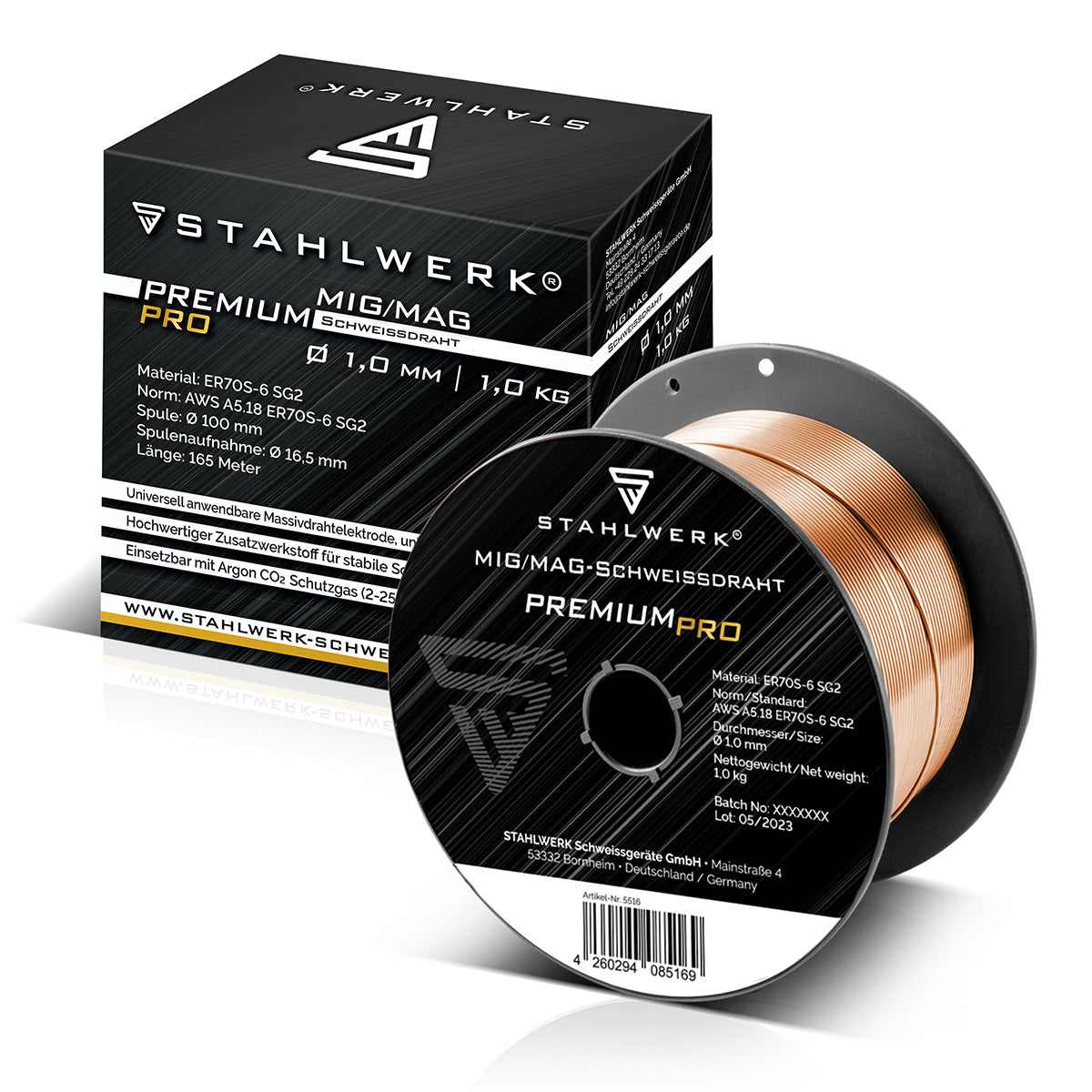 Stahlwerk Mig Mag Premium Welding Wire ER70S-6 SG2 Ø 1,0 mm S100 / D100 Roll 1 kg