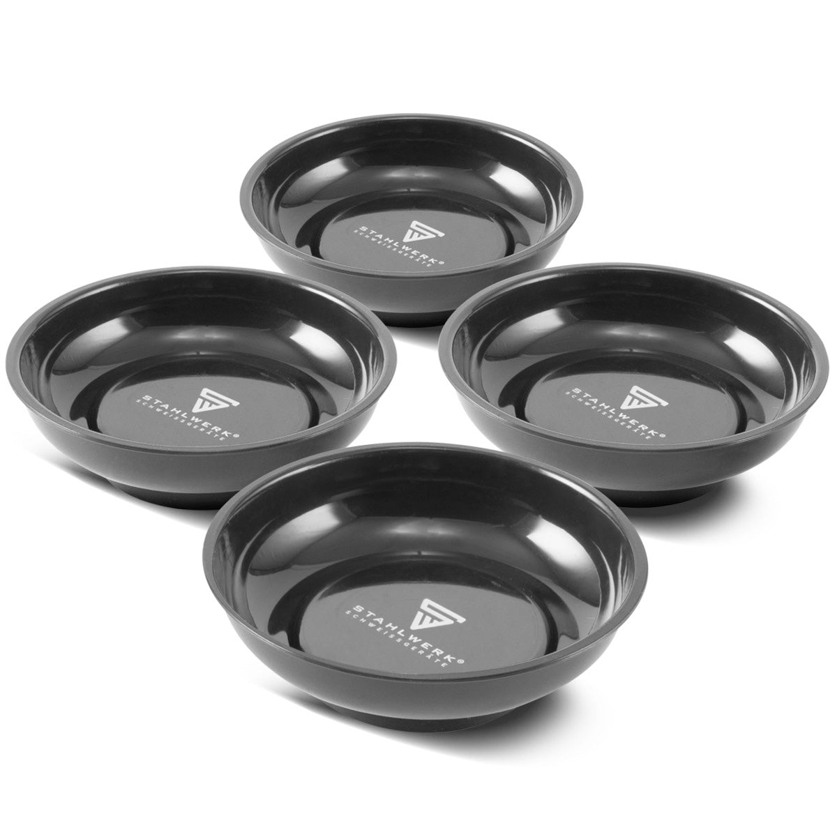 STAHLWERK Magnetschale 4 Zoll aus Kunststoff mit starker Magnetbasis zur Aufbewahrung von Schrauben, Werkzeug und Kleinteilen, 4er Set