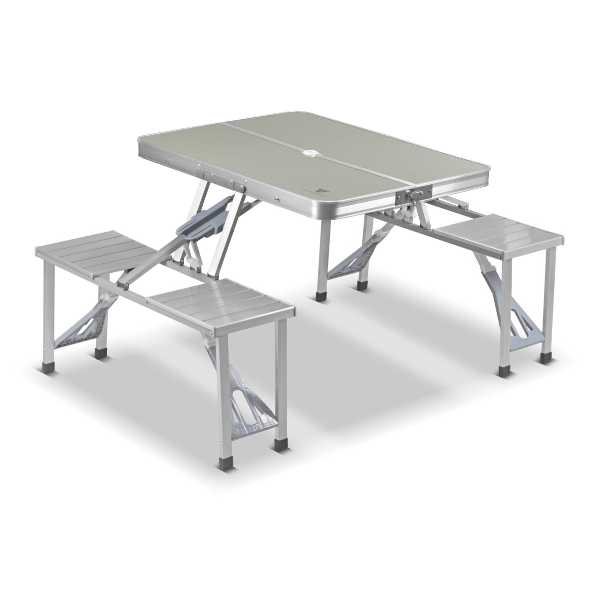 STAHLWERK Campingtisch mit Stühlen | Faltbarer Aluminium-Klapptisch | Gartentisch | Biertisch | Campingmöbel | Falttisch | klappbare Tischgarnitur im Set mit Campingstühlen für 4 Personen