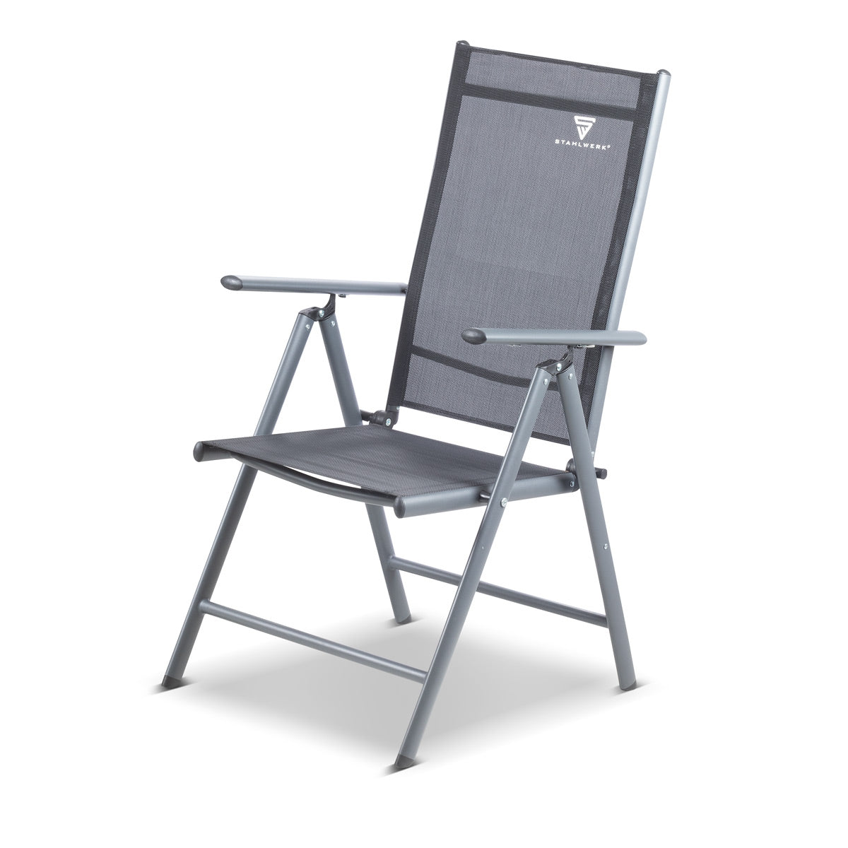 STAHLWERK Campingstuhl CS-103 ST Gartenstuhl | Klappstuhl | Klappsessel | Aluminiumstuhl | Hochlehner | Terrassenstuhl | Anglerstuhl | Balkonstuhl mit Armlehne und verstellbarer Rückenlehne