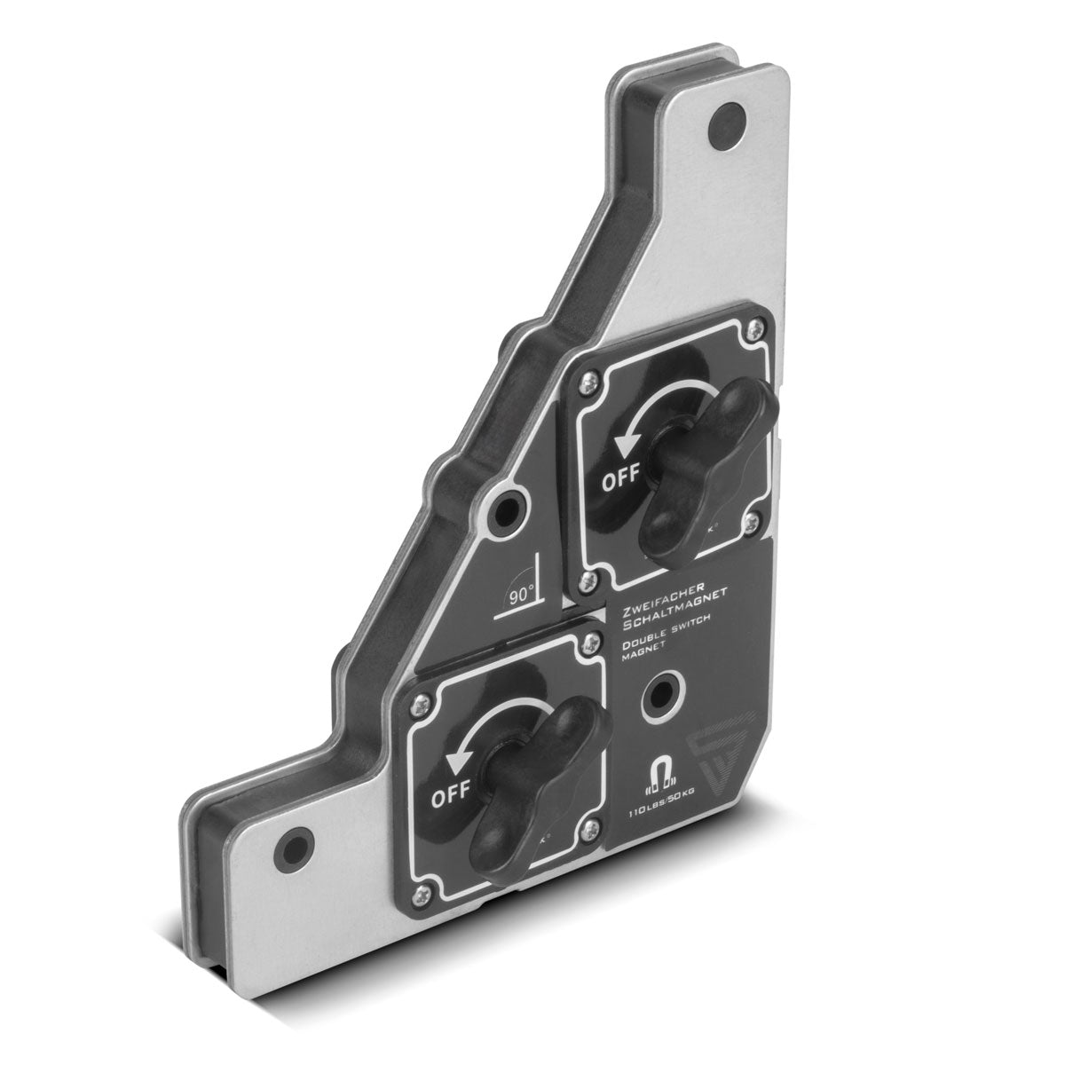 Aimant à double commutation en acier avec une puissance adhésive de 50 kg | Aimant de soudage flexible de 90 degrés avec force magnétique contrôlable individuellement | Adaptable à toutes les pièces pour un travail précis