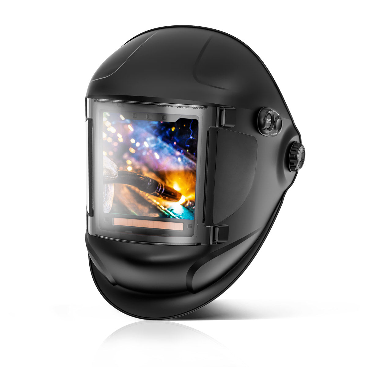 Casque de soudage automatique de l'acier Titan Titan Casque de soudage 3-en-1 | Masque de soudage avec lecture couleur True-Color-Lech, mémoire du travail, Din Din 4 à DIN 14 et optique 1/1/1/1