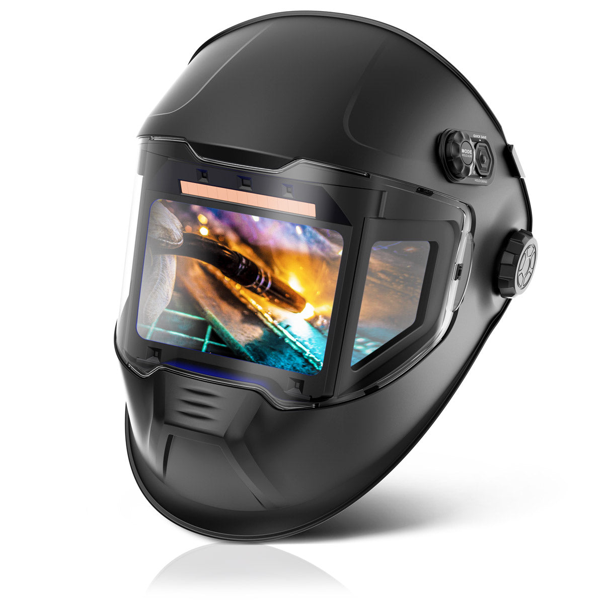 STAHLWERK Automatik-Schweißhelm SPLIT 3-in-1 Schweißhelm mit 180° Sichtfeld, LCD-Farbdisplay, True-Colour-Echtfarbwiedergabe, Jobspeicher, automatischer Abdunkelung DIN 4 bis DIN 14 und Optischer Klasse 1/1/1/1
