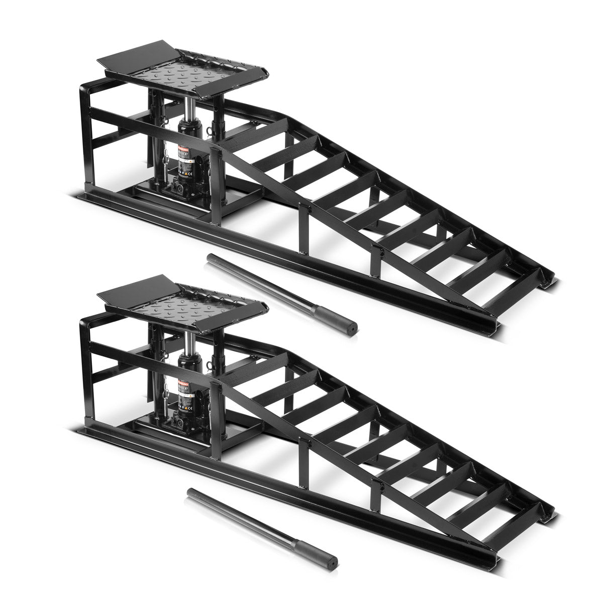 Steelworks Hydraulic Ramp Ramp GTH-14 ST 2 Set with 5 tons of load capacity rearing stone with jack | height-adjustable car ramp | Car ramp | Car