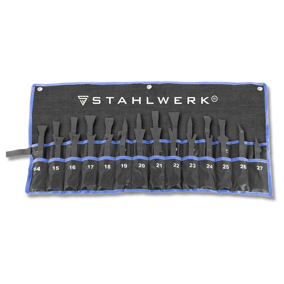 Ensemble d'outils de démontage de Stahlwerk Tool à 27 parties outil étranger | Cliplöner | Clipber | Coin d'assemblage | Levier de montage | Coin de bande ornementale | Outil de levier automatique pour le retrait doux du revêtement intérieur du véhicule