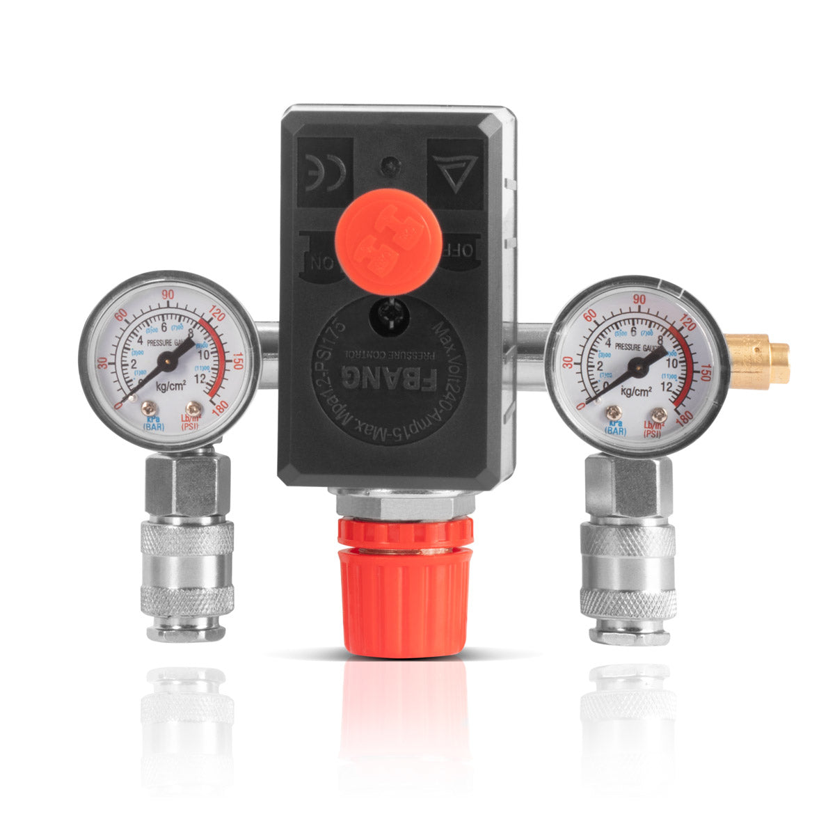 Interrupteur de pression en acier DE-20 ST 0-10 BARTE RÉGULATEUR DE PRESSION DU BAR | Valve d'impôt | Interrupteur de compresseur avec manomètre et deux couplages rapides pour les compresseurs d'air comprimés