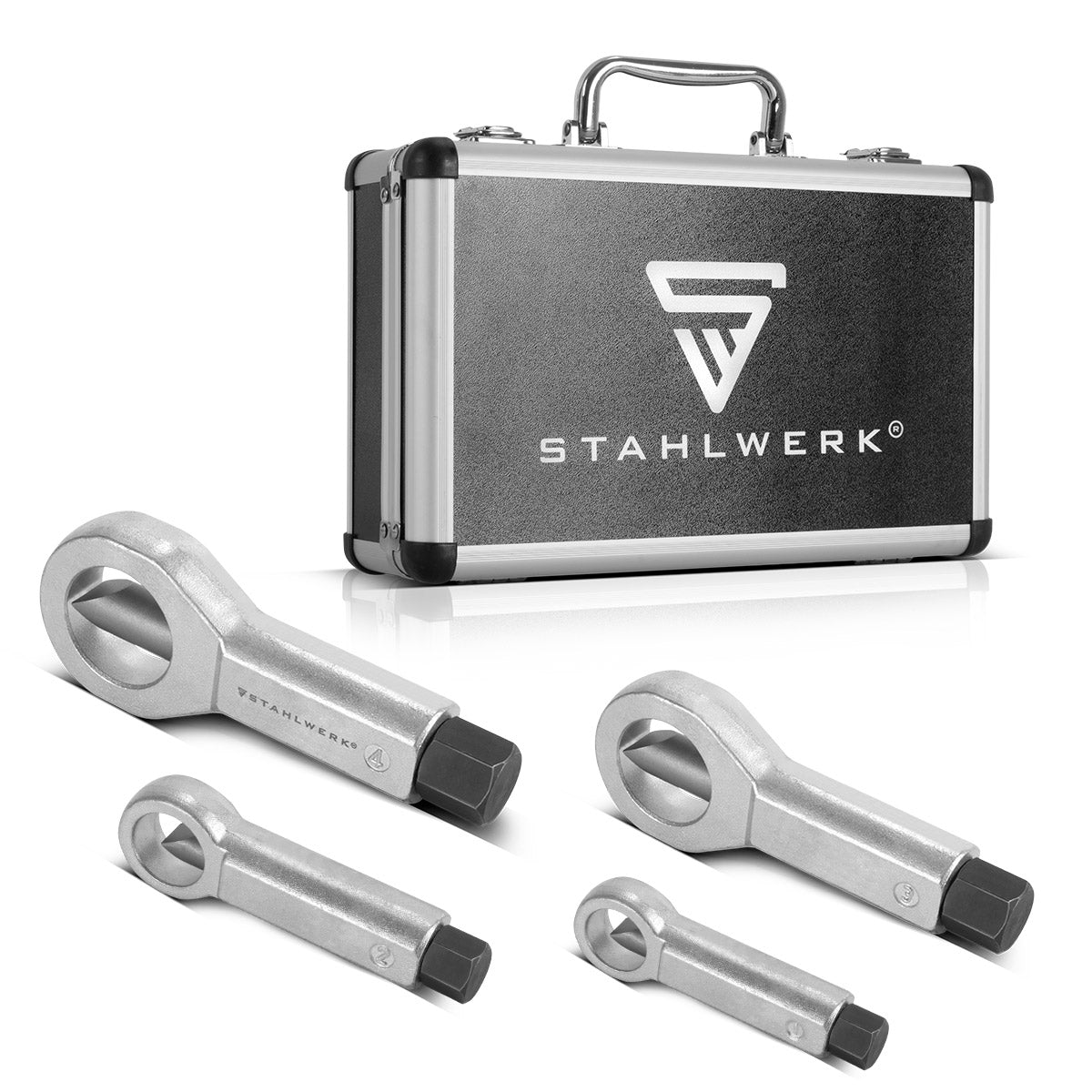STAHLWERK Mutternsprenger Set 9-36 mm 4-teiliger Mutternsprenger Satz | Mutternlöser | Mutternöffner | Mutternspalter | Werkzeug zum Lösen festsitzender Muttern