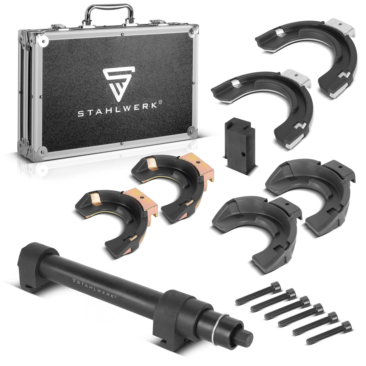 STAHLWERK Federspanner mit 1,5 t Spannkraft Federbeinspanner | Kfz-Montagespanner | Tuning-Werkzeug | Innenfederspanner | Federbein-Werkzeug zur Montage und Demontage von Stoßdämpfern am Auto