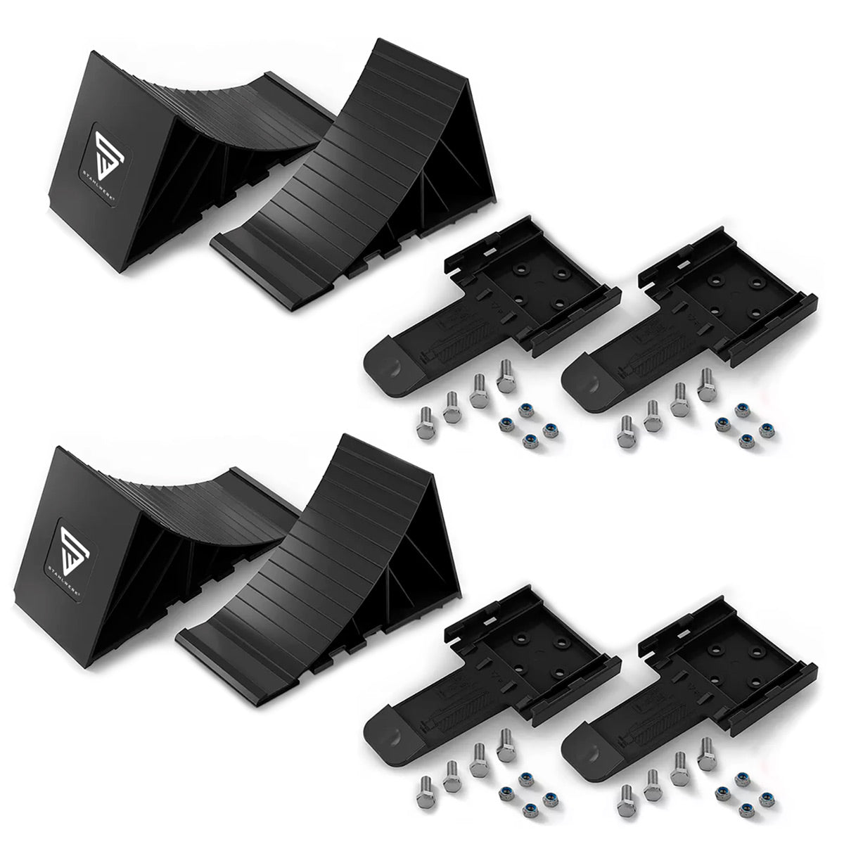 Steel mill with bracket GT-01 ST 4 Set up to 1.5 t axle load brake wedge | Hind -up | Rad wedge | Cycling pad for car trailers, motorhome, caravan or caravan