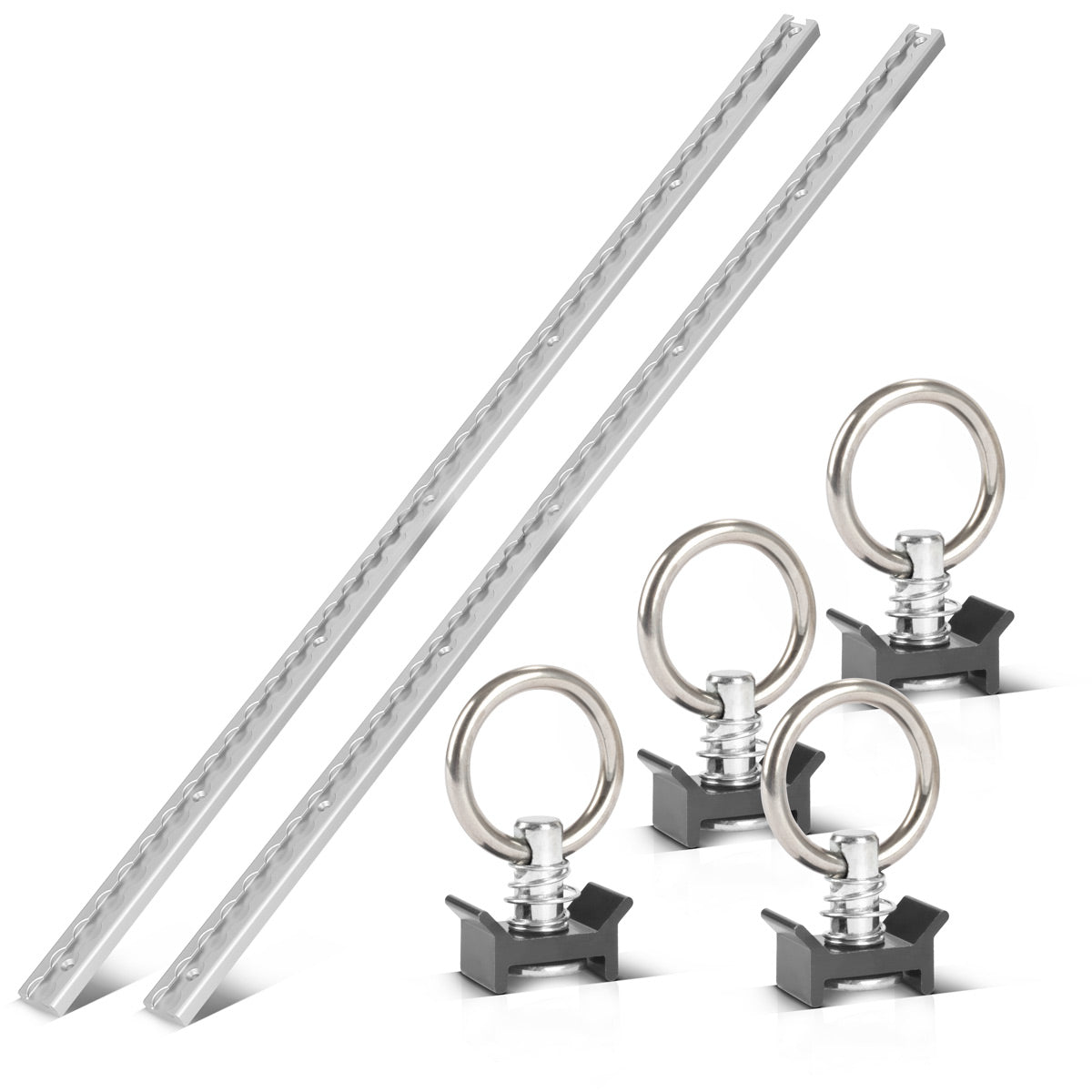 STAHLWERK Zurrschienen 2er Set mit Zurrösen 100 cm Airlineschienen aus Aluminium mit integrierten Bohrlöchern zur Ladungssicherung beim Transport