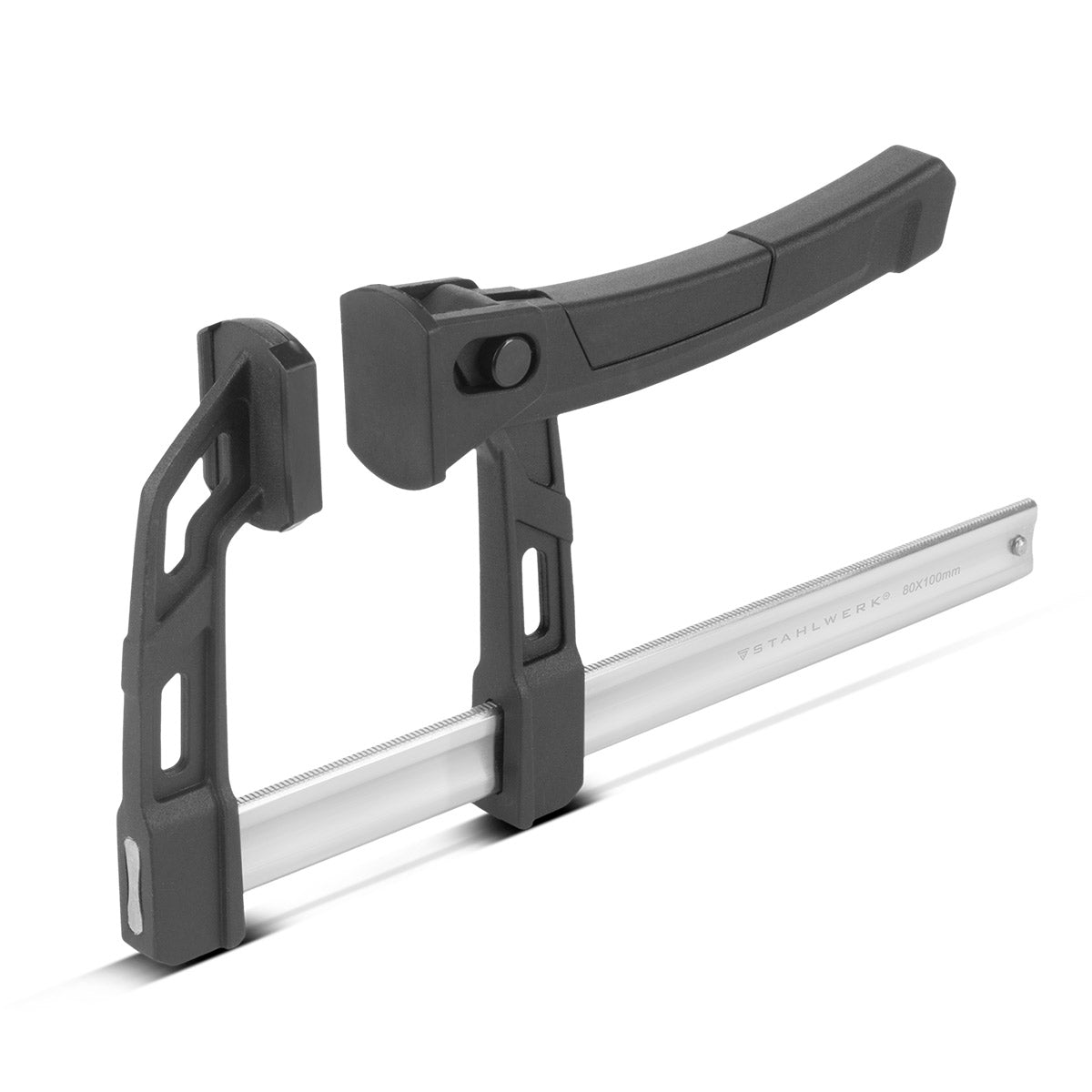 Steelworks kolu kelepçe 80x100 mm | 100 kg basınç gücü ile güçlü kelepçe kelepçesi | İş parçalarının hassas sabitlenmesi için hızlı gerginlik | 100 mm aralıklı stabil bileşik, kenetleme derinliği 80 mm
