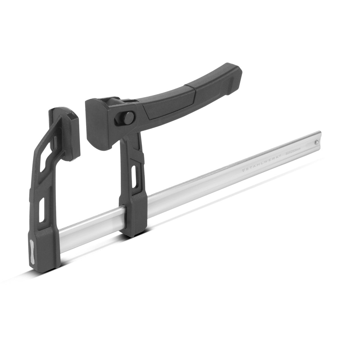 CLAMP LEVERE SCAELEWWORKS 80x250 mm | potente morsetto di serraggio con 100 kg di potenza di pressione | Tenditore rapido per una fissazione precisa dei pezzi | Composto stabile con campata di 250 mm, profondità di serraggio 80 mm