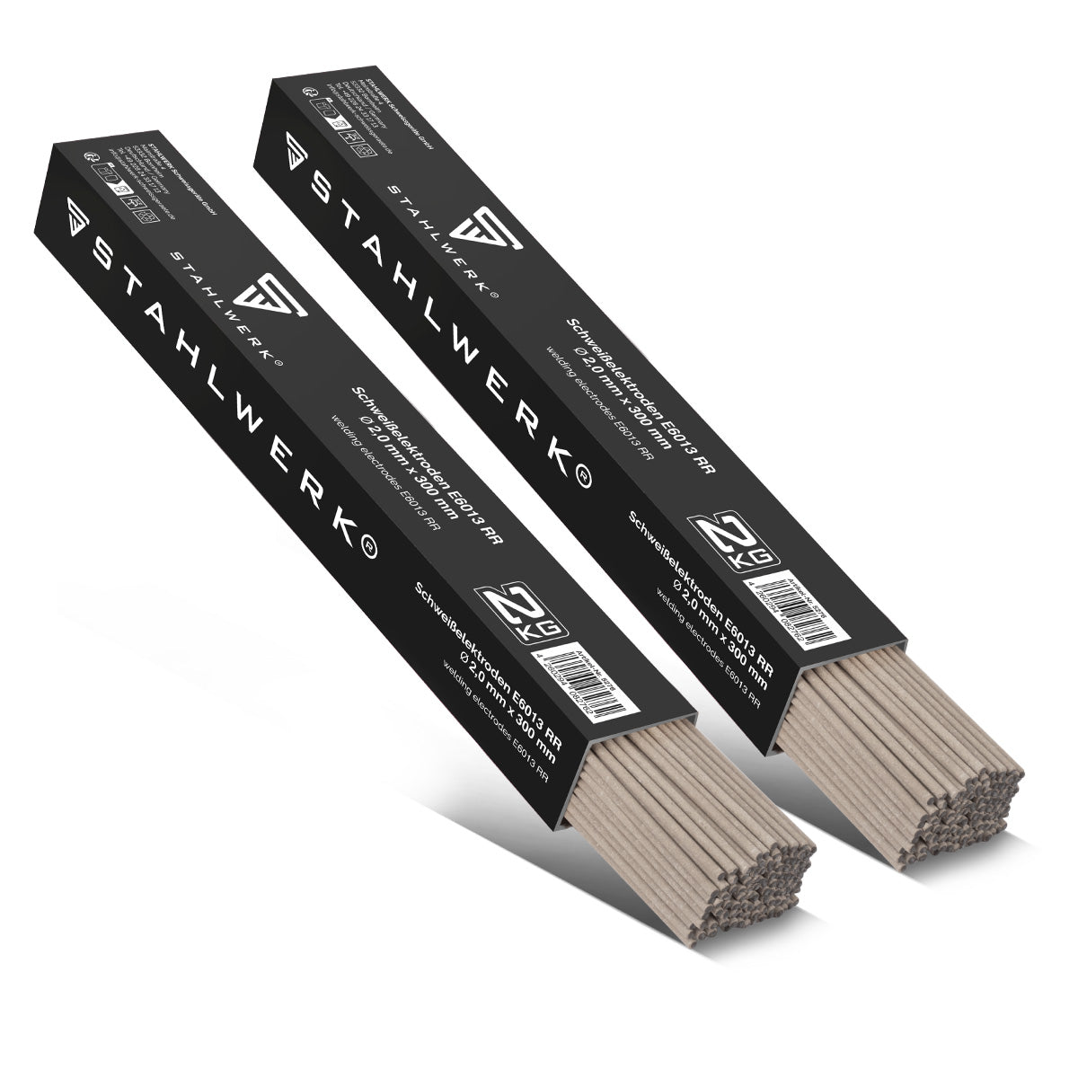STAHLWERK 2 x Stabelektroden AWS E6013RR dick rutilumhüllt 2 mm x 300 mm, Schweißstrom 50-70 A, hohe chemische Reinheit, 2 kg MMA ARC
