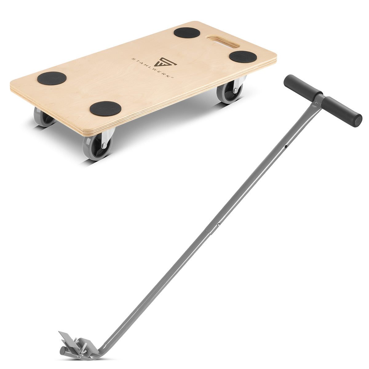 STAHLWERK Rollwagen TRS-250 ST mit Handgriff 250 kg Tragkraft und gummierten Lenkrollen 58 x 29 cm Plattformwagen | Transportwagen | Möbelroller | Rollbrett | Handwagen | Transportroller